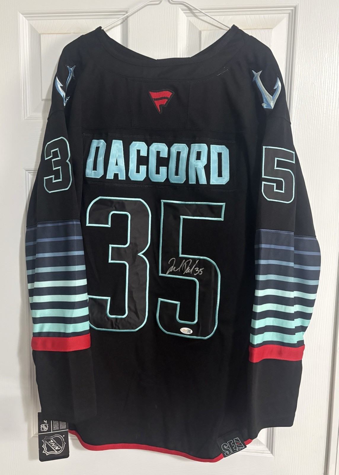 Joey Daccord Signed Custom Seattle Kraken Jersey With JSA COA