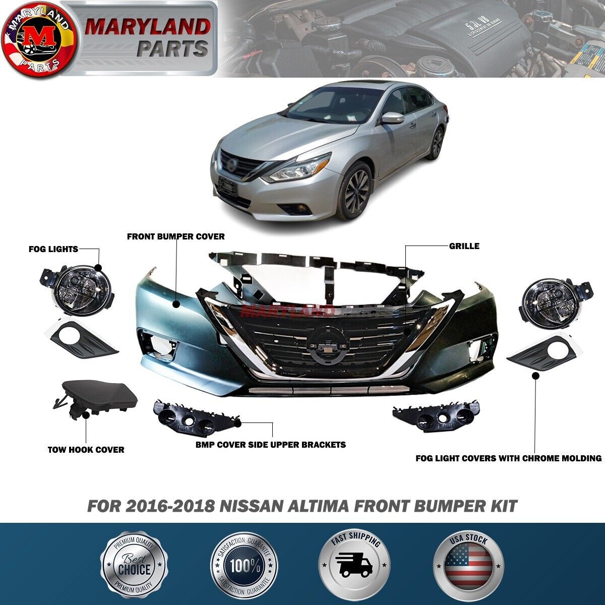 For 2016-2018 Nissan Altima Front Bumper Kit