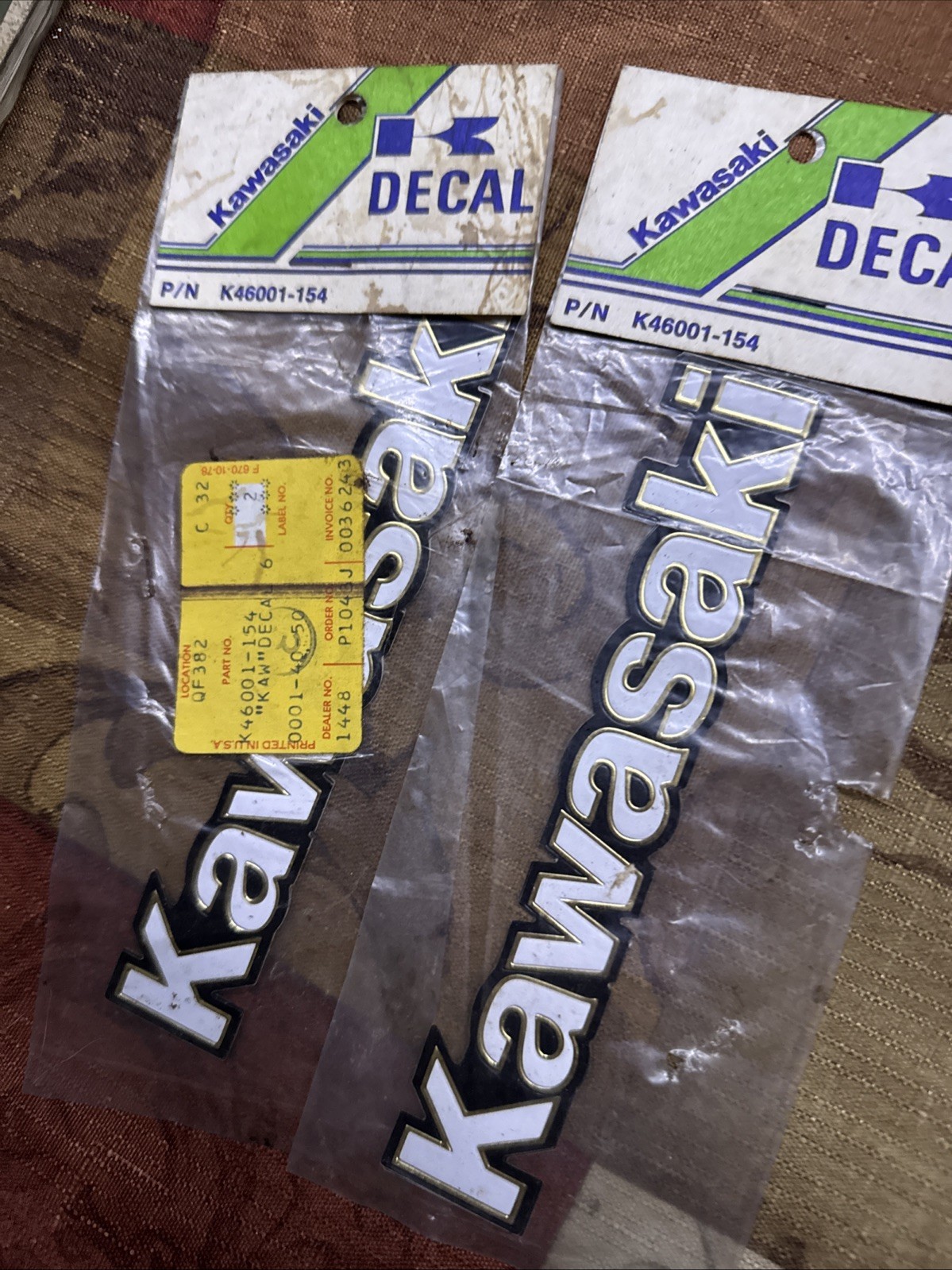 NOS GENUINE ORIGINAL KAWASAKI SET 6\'INCH DECAL OEM # K46001-154 70S 80S