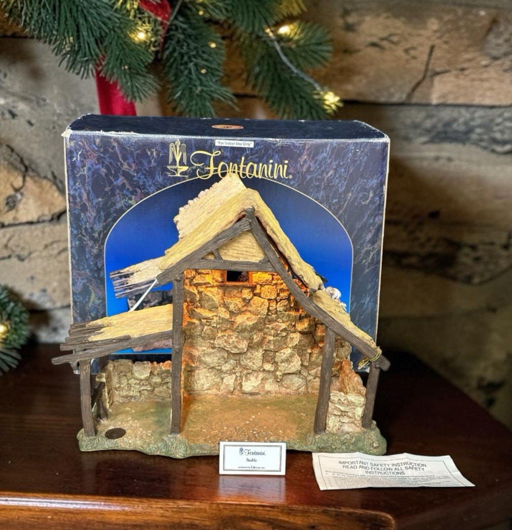 Fontanini 50154 Lighted Nativity Stable Creche for 5
