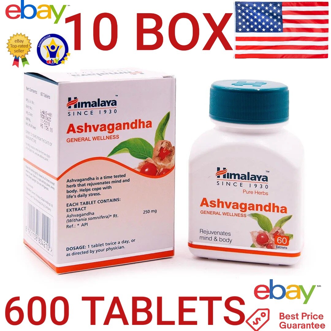 Ashwagandha Himalaya 10 Pack 600 Tablet Vegetarian Botanical 100% Pure Herbs New Ashwagandha Himalaya 10 Pack 600 Tablet Vegetarian Botanical 100% Pure Herbs New