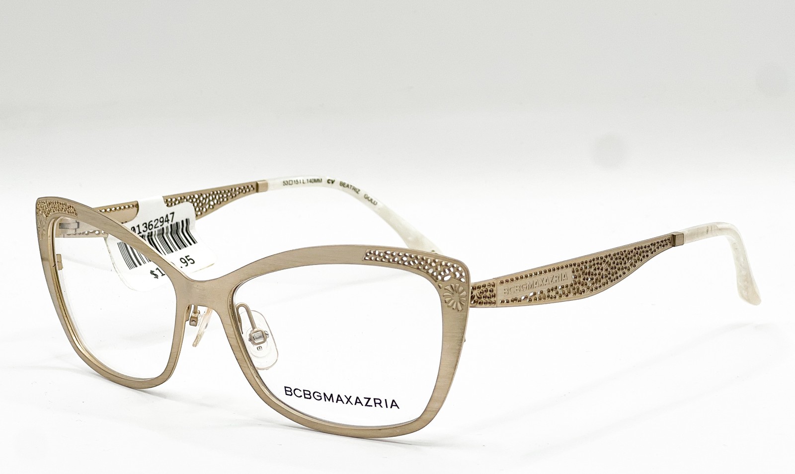 NEW BCBGMAXAZRIA BEATRIZ GOLD AUTHENTIC EYEGLASSES 53-15