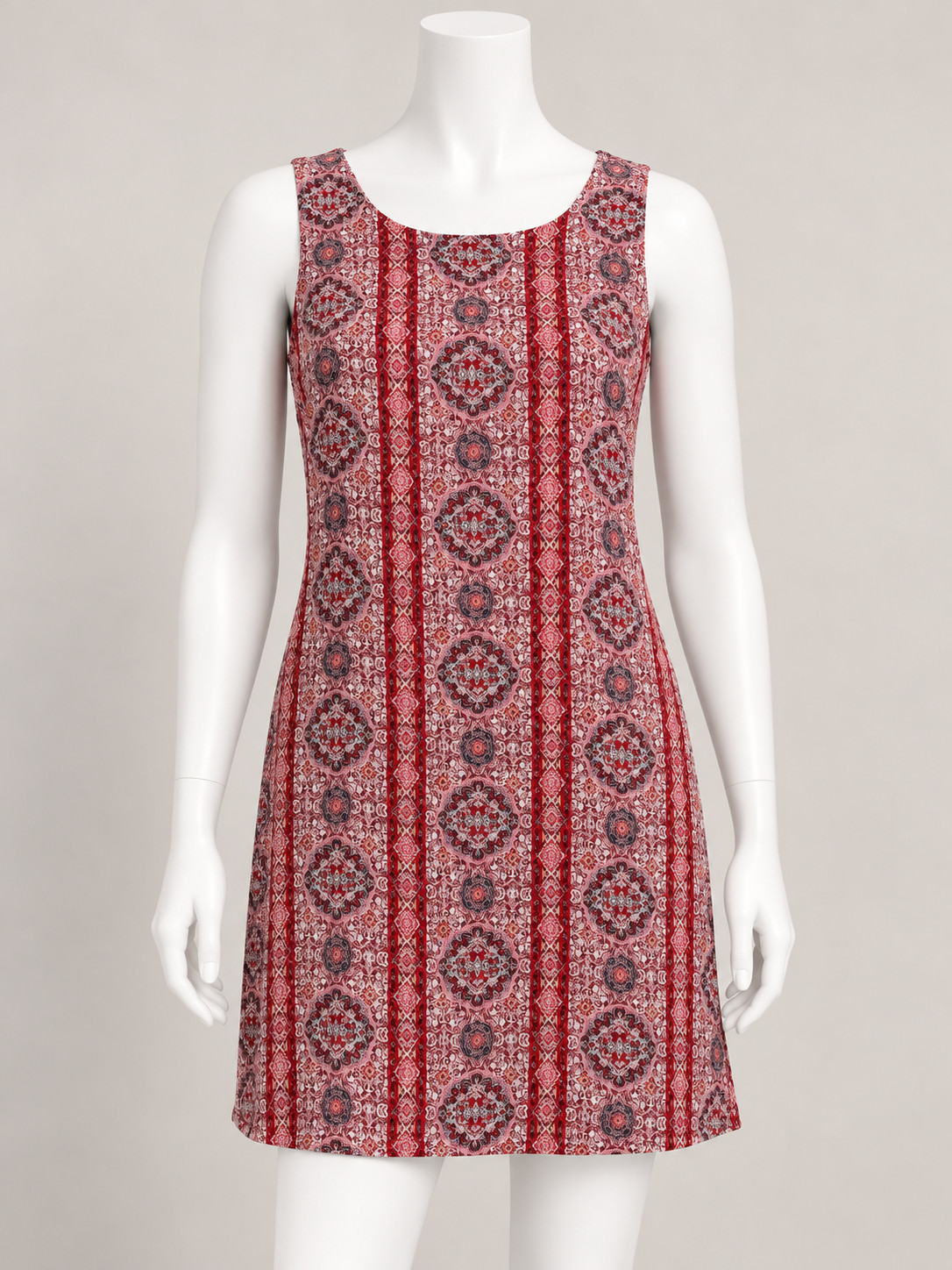 Pink Republic Dress Womens Large Red Paisley Sleeveless A-Line Keyhole Back Boho