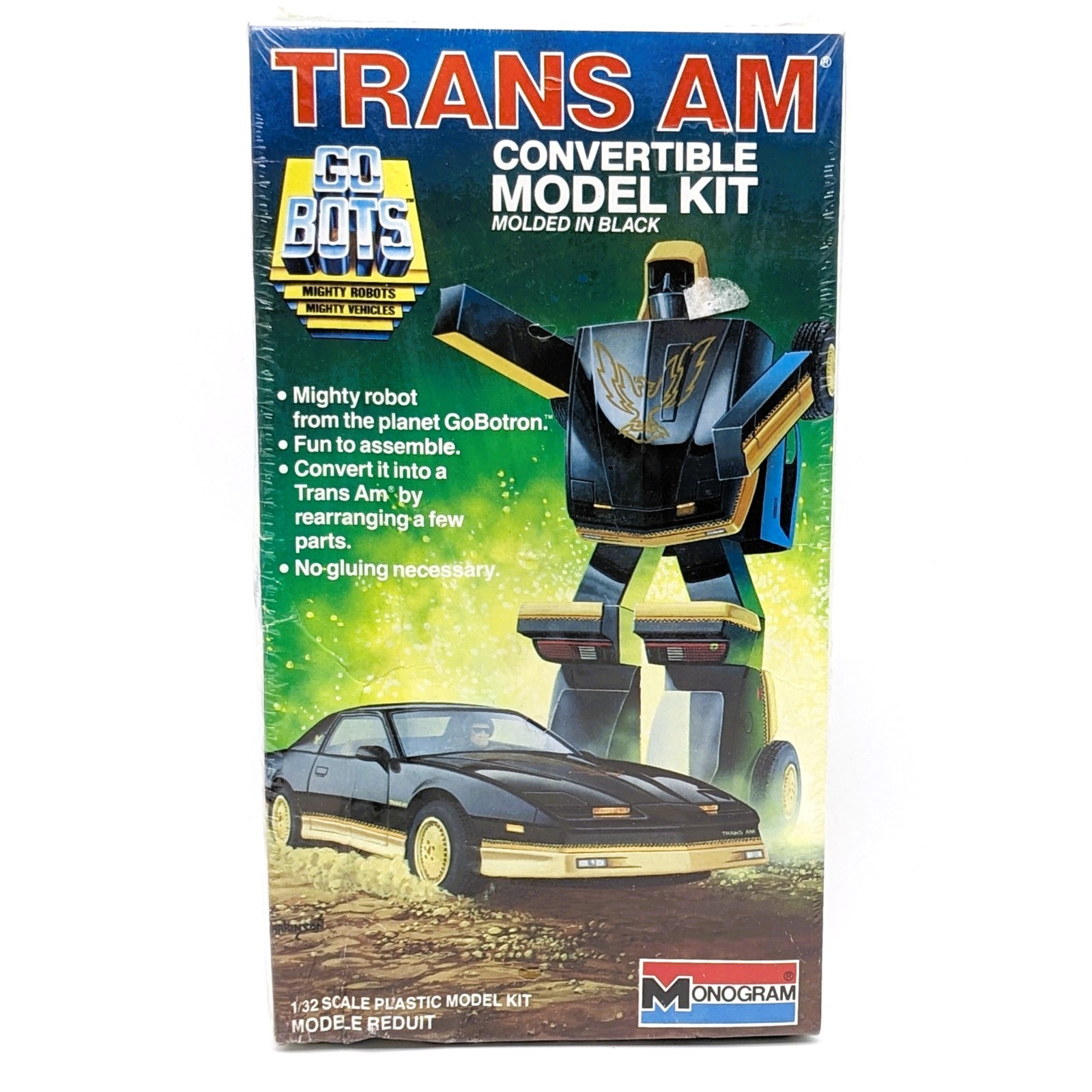 Very Rare Trans Am Go Bots Toy Convertible Car Robot Model Kit | 1985 Monogram
