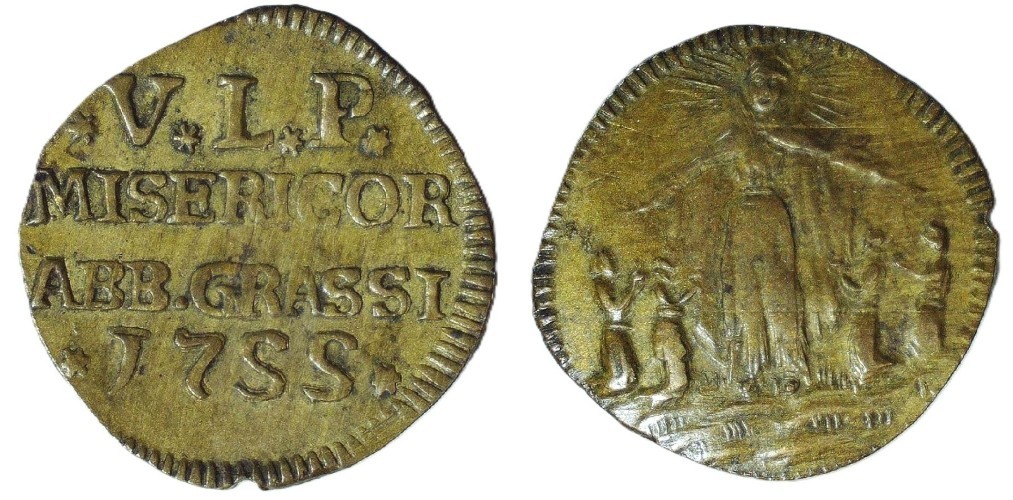 VINTAGE 1755 ABBIATEGRASSO CHARITY TOKEN - V.L.P. MISERICOR - 25 mm - EC 9967