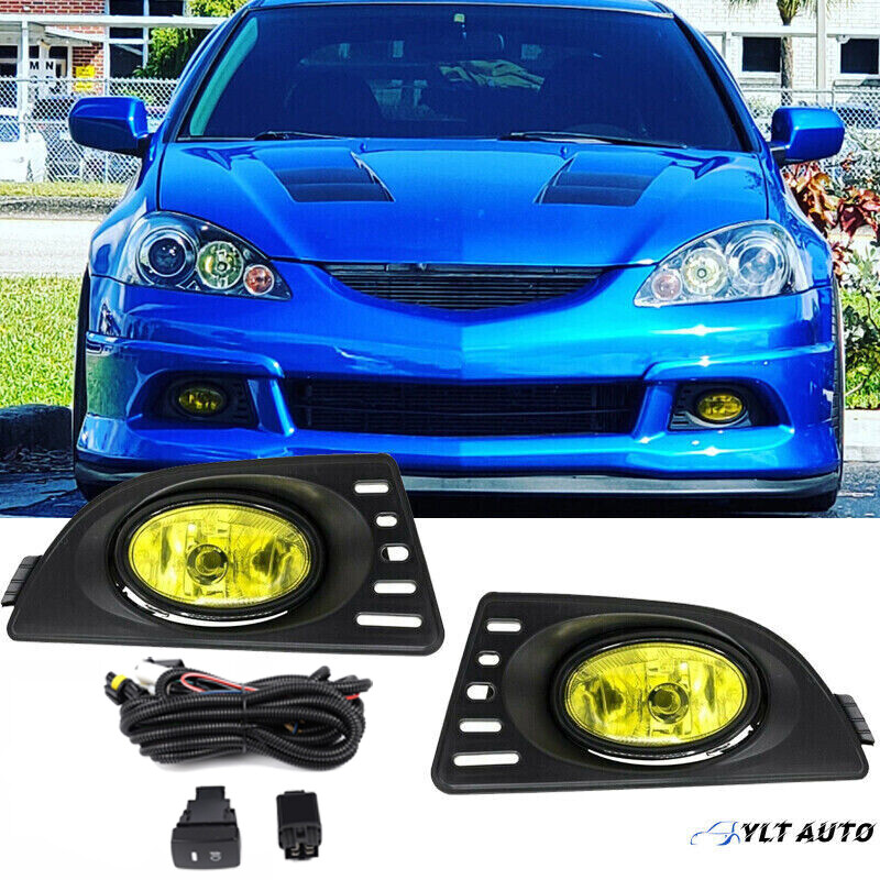 For 2005 2006 2007 Acura RSX Pair Yellow Front Bumper Fog Lights W/Wiring+Switch