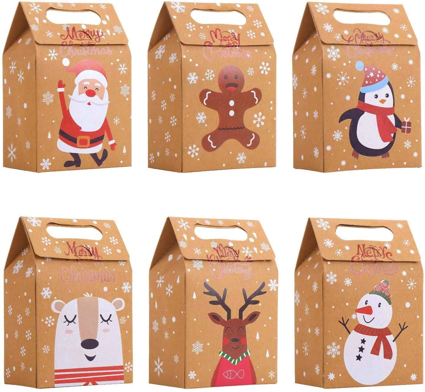 STEFORD Christmas Kraft Paper Gift Boxes,24PCS 1 Count (Pack of 24), Brown