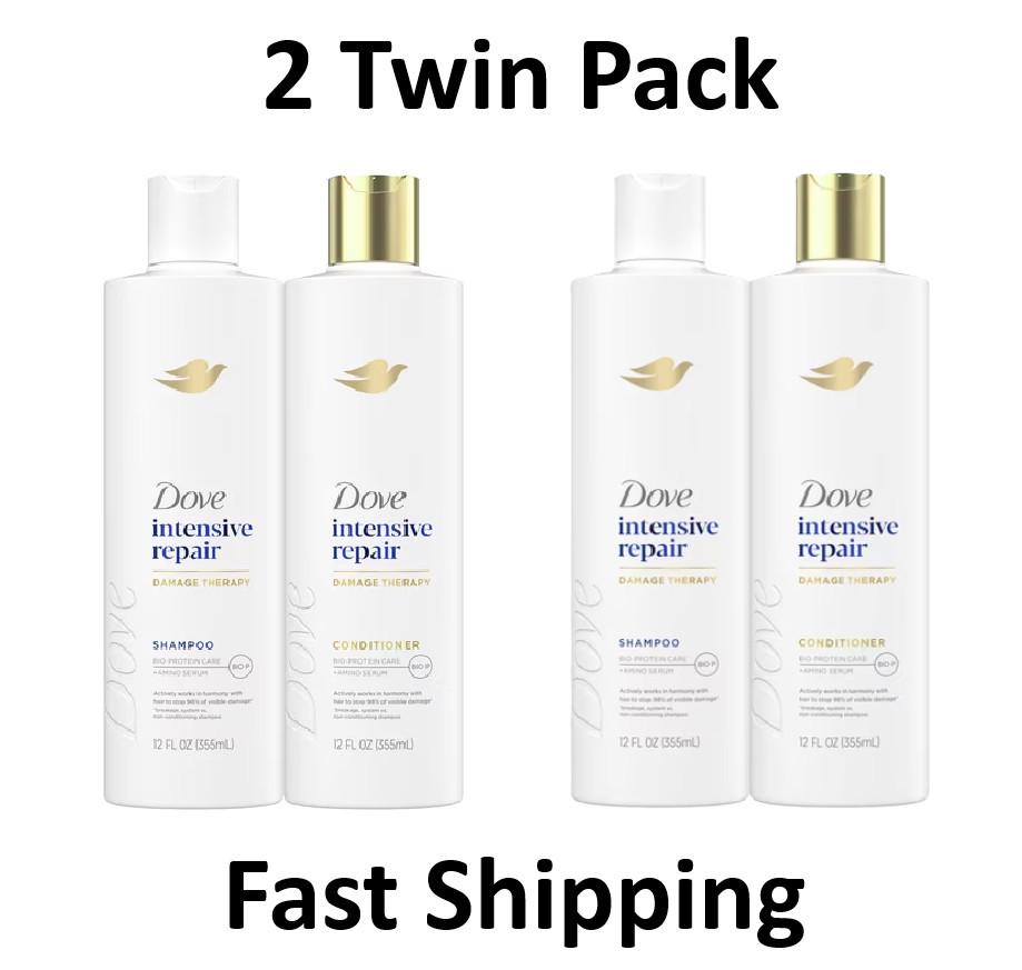 Dove Intensive Repair Shampoo & Conditioner Set, 12 fl oz 2 count 2 Pack