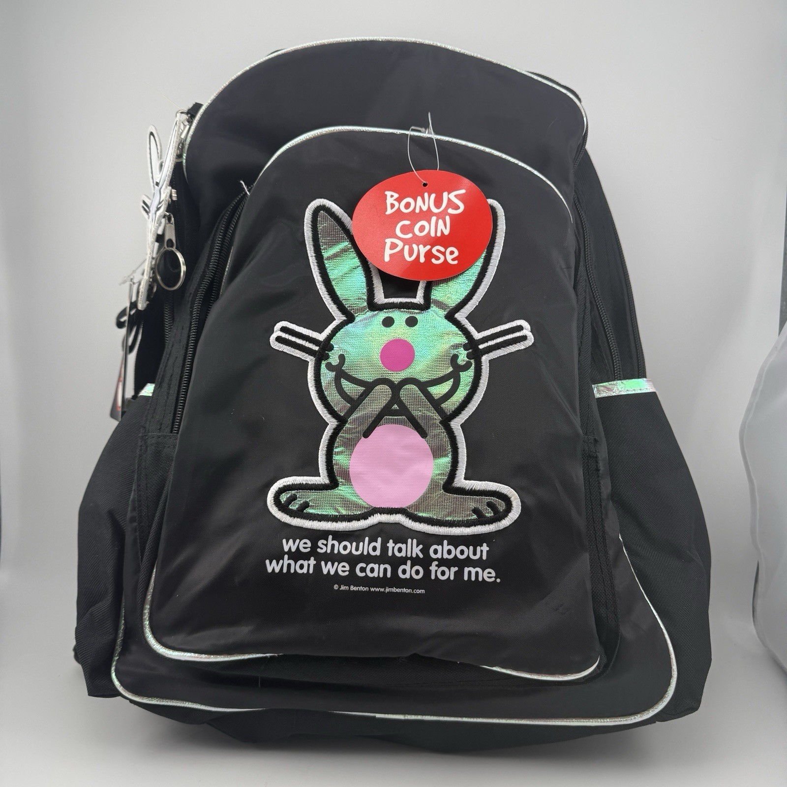 Vtg Y2K It’s Happy Bunny Backpack NWT Jim Benton Holographic Coin Purse Deadstoc Vtg Y2K It’s Happy Bunny Backpack NWT Jim Benton Holographic Coin Purse Deadstoc