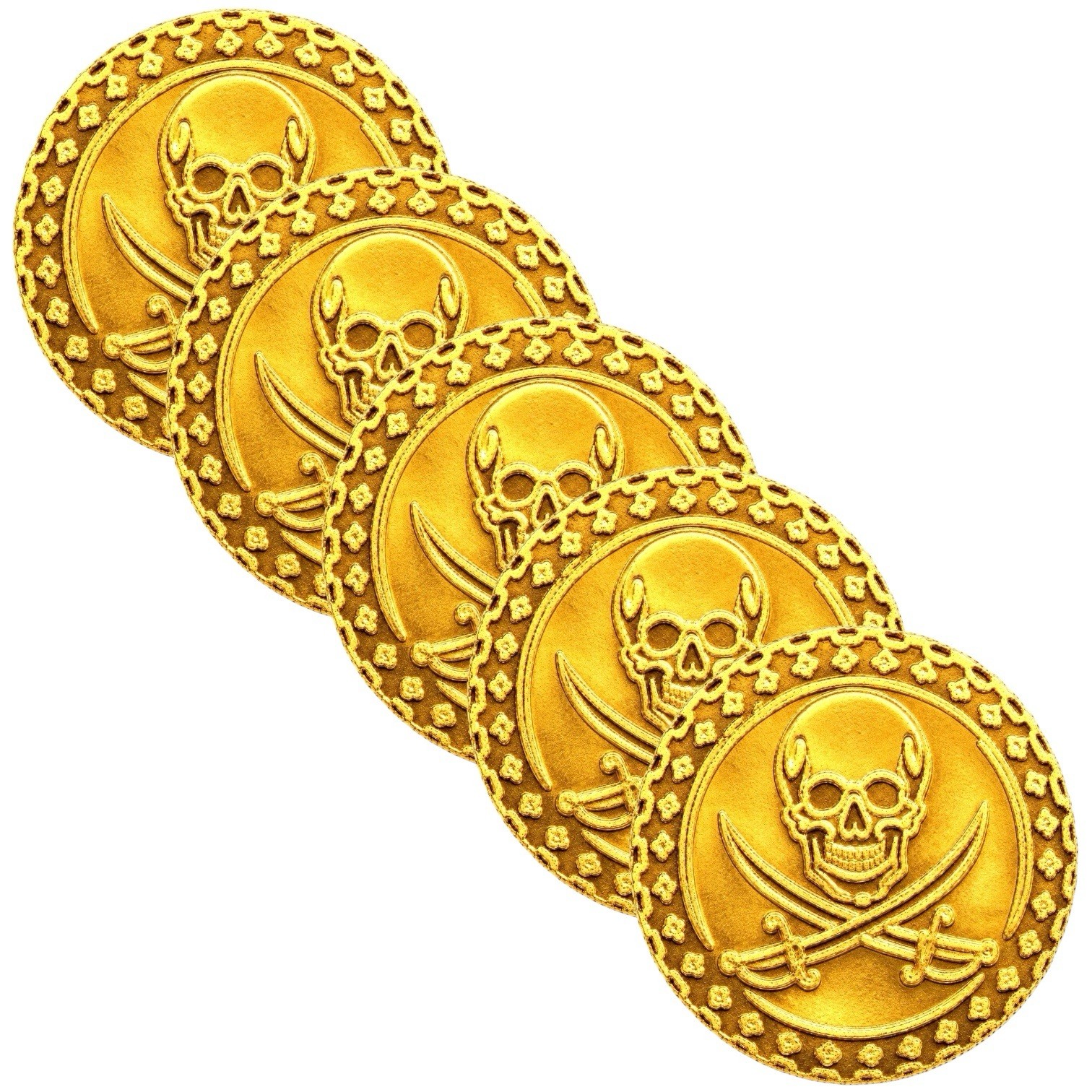 LOT 5 X 1/1000 OZ MONARCH PIRATE JOLLY ROGER  .9999 FINE GOLD ROUNDS NEW 🔥