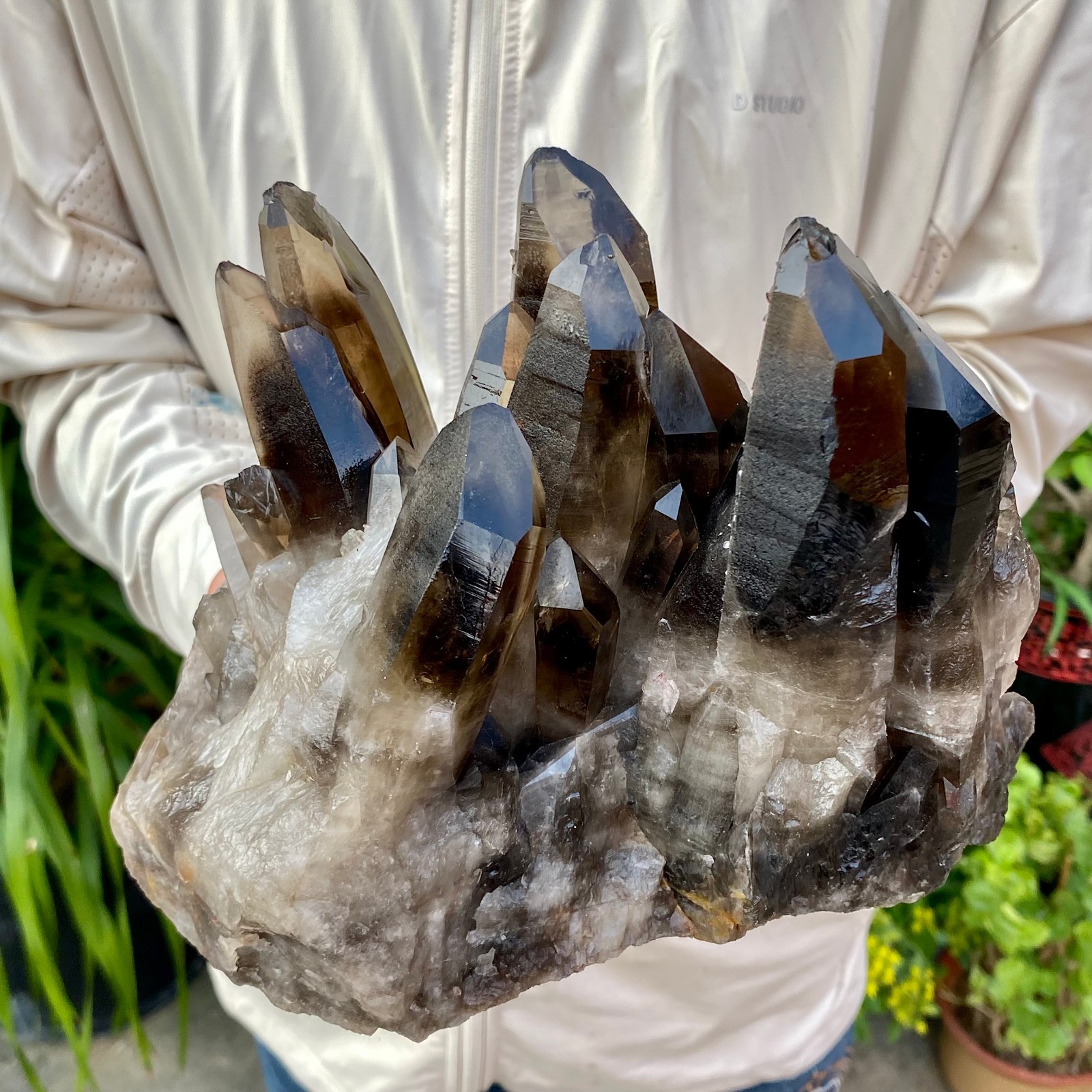 7.93LB Natural Black Smoky Quartz Crystal Cluster Raw Mineral Specimen