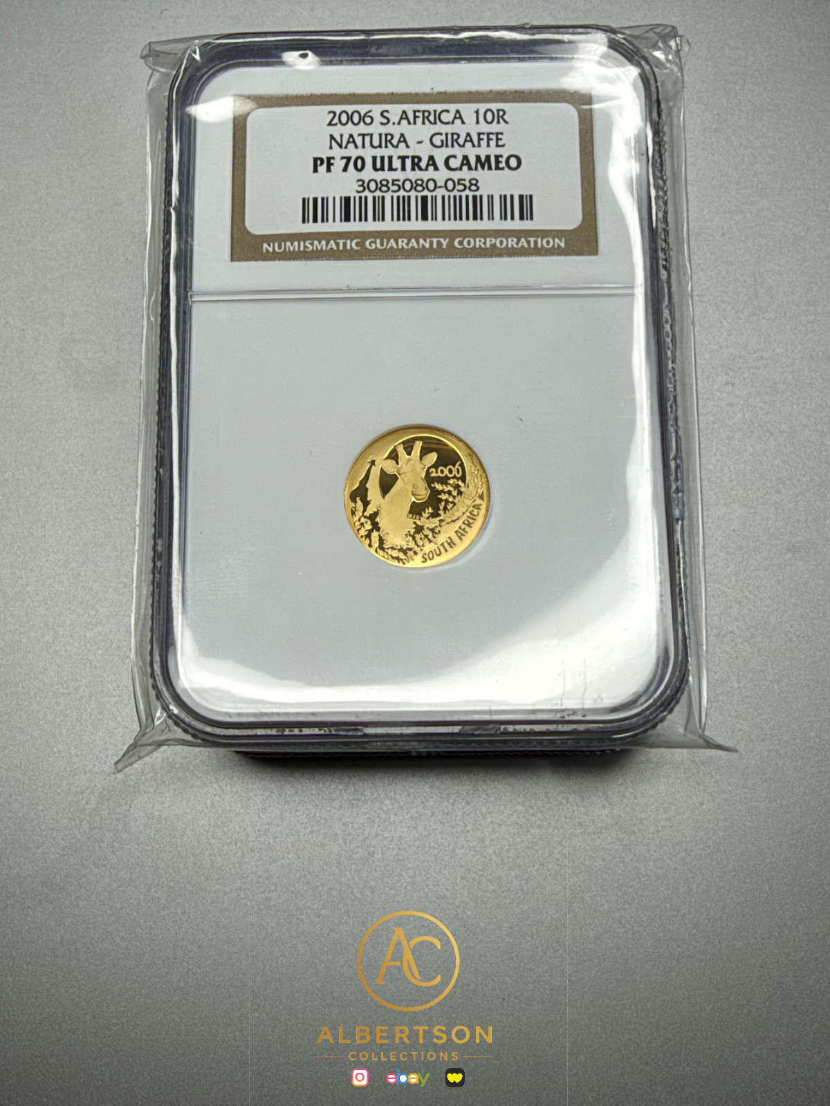 2006 GOLD SOUTH AFRICA GIRAFFE 10 RAND NATURA 1/10oz NGC PROOF 70 ULTRA CAMEO