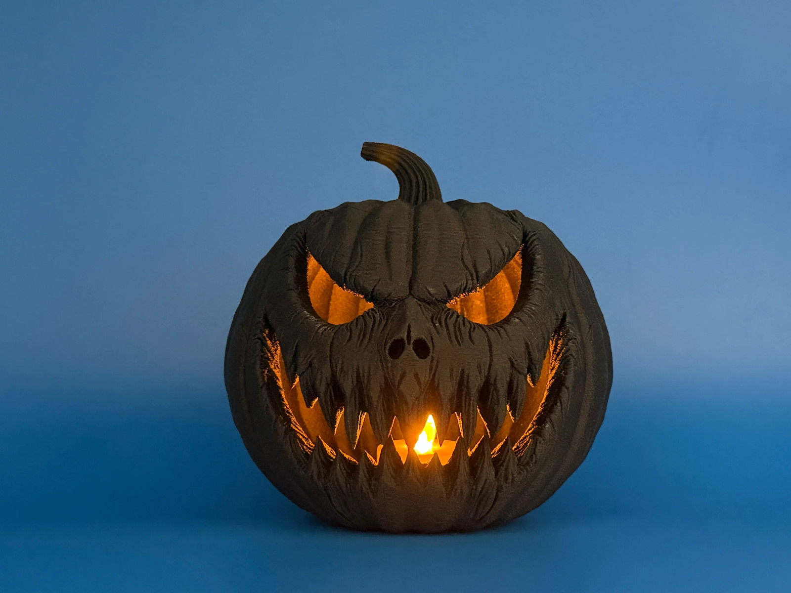 Scary Jack-O\'-Lantern LED Tealight Pumpkin – Gothic 3D Printed Halloween Decor