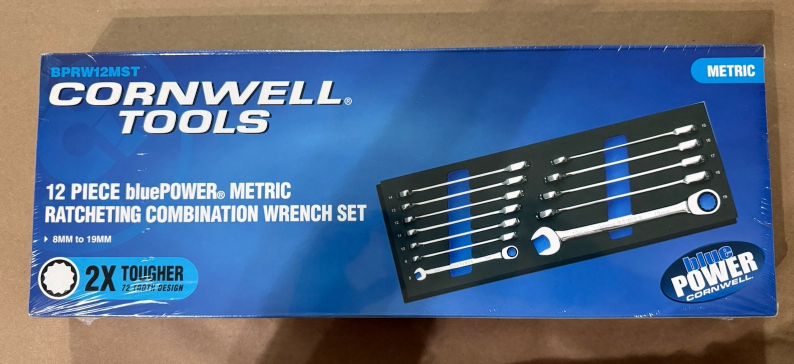 New Cornwell Tools Blue Power 12pc. Metric Ratchet Wrench Set 8-19mm (BPRW12MST)