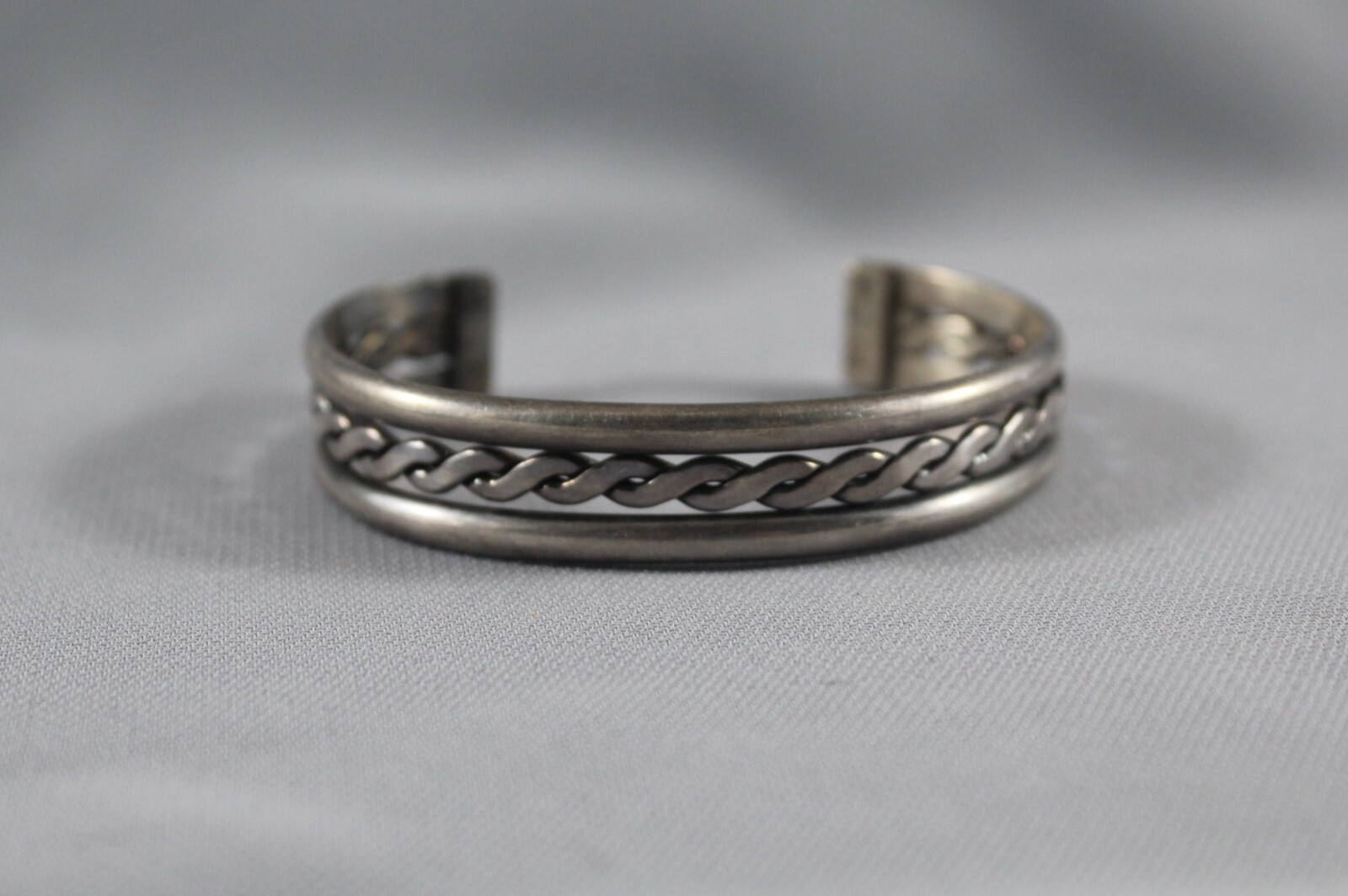 Vintage Navajo Sterling  Silver Bracelet -  Signed Tahe - Size 6 1/2\