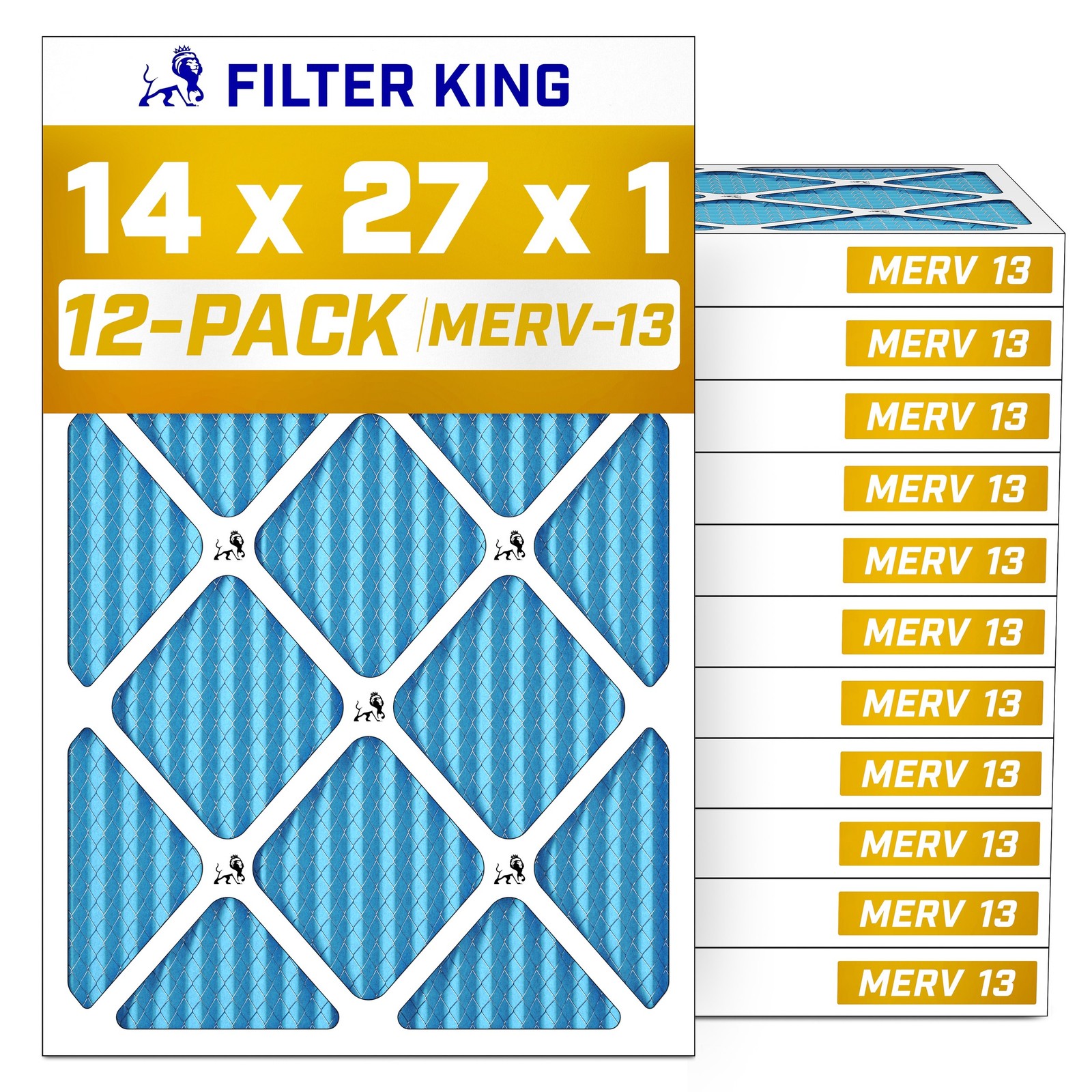 Filter King 14x27x1 Air Filter MERV 13, AC Furnace Filters (12-Pack) Filter King 14x27x1 Air Filter MERV 13, AC Furnace Filters (12-Pack)