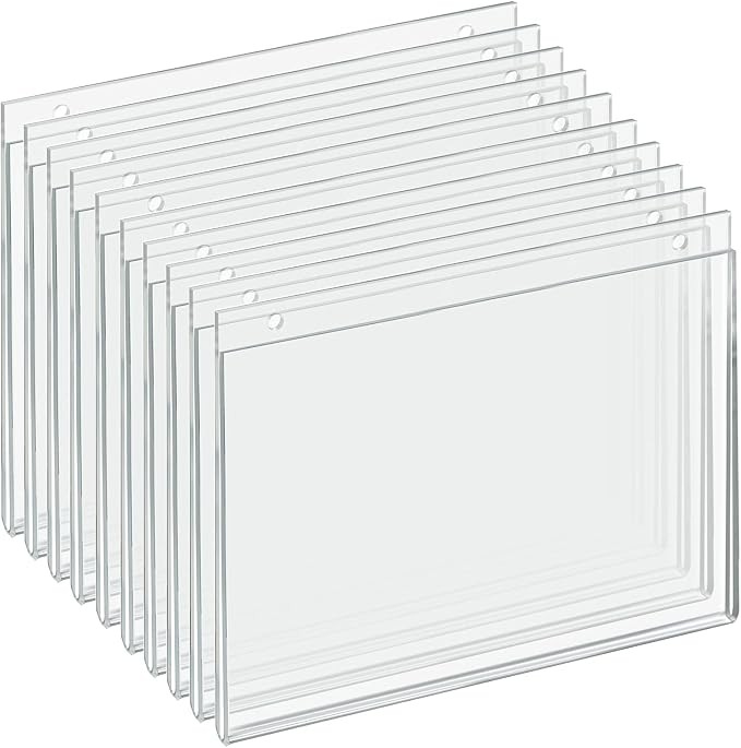 Azar 162715 Acrylic Horizontal Wall Mount Sign Holder, 10 Count, 11 in W x 8.5 i