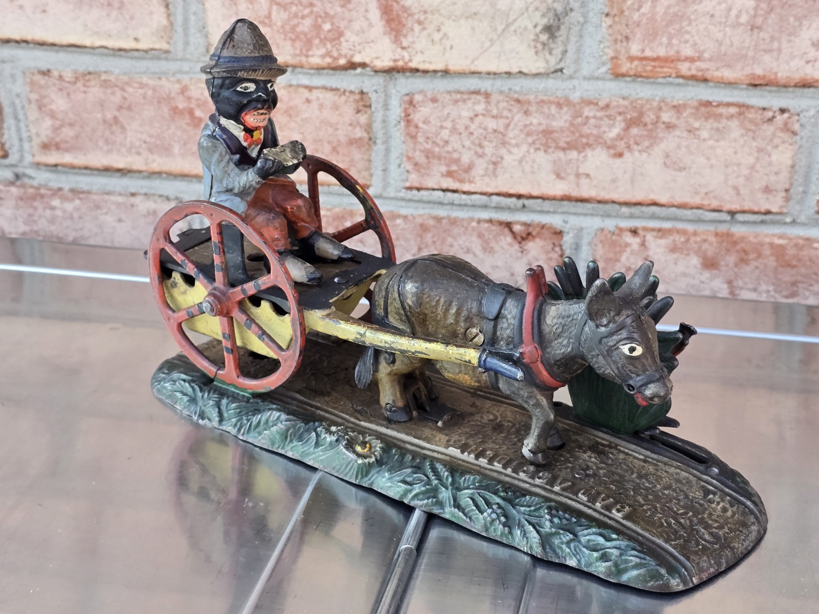 Original 1880s J. & E. Stevens Antique Cast Iron Mechanical Coin Bank