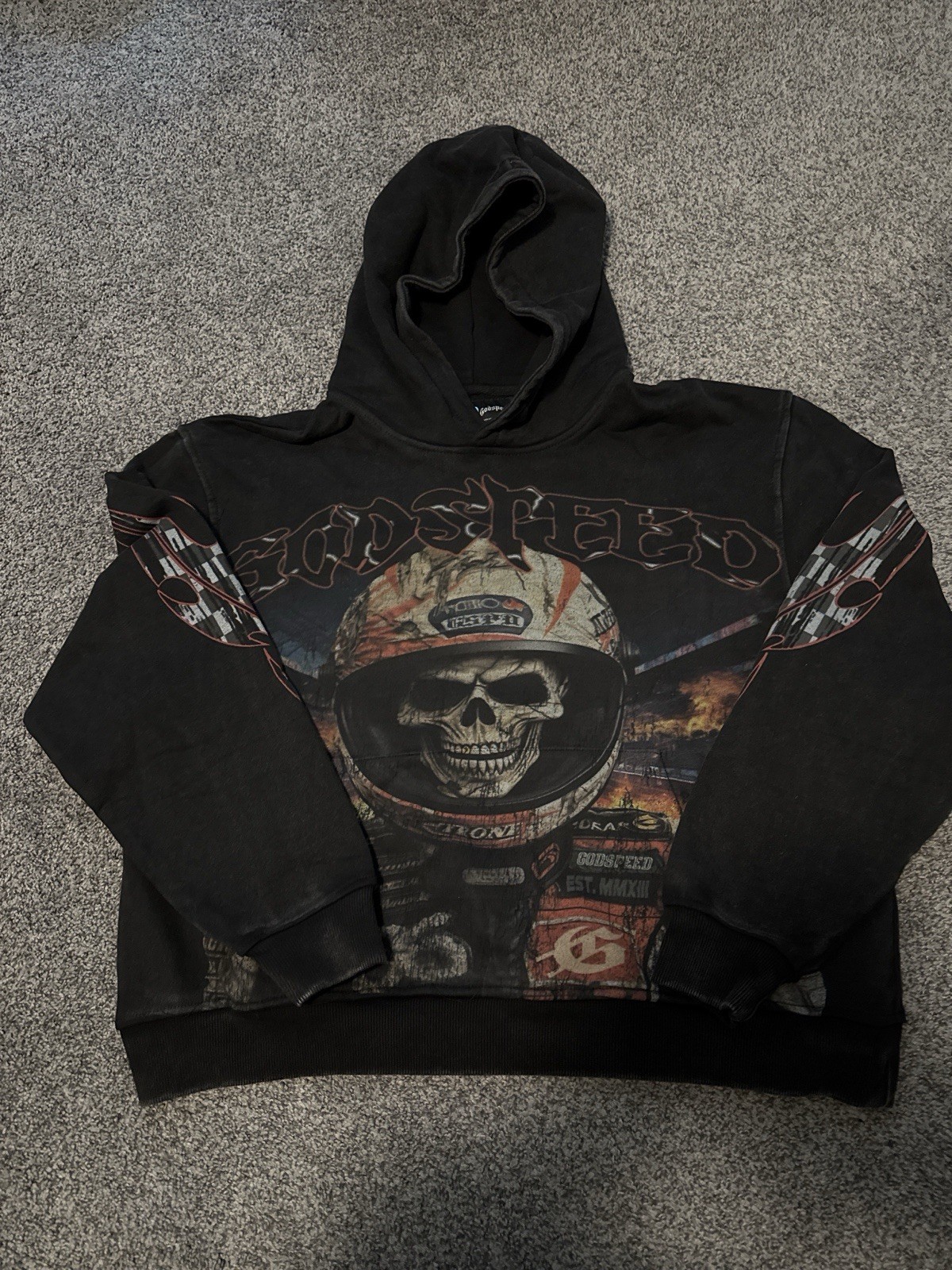 Godspeed - Super Rare 64/333 - Racing Hoodie - Black Wash - XS