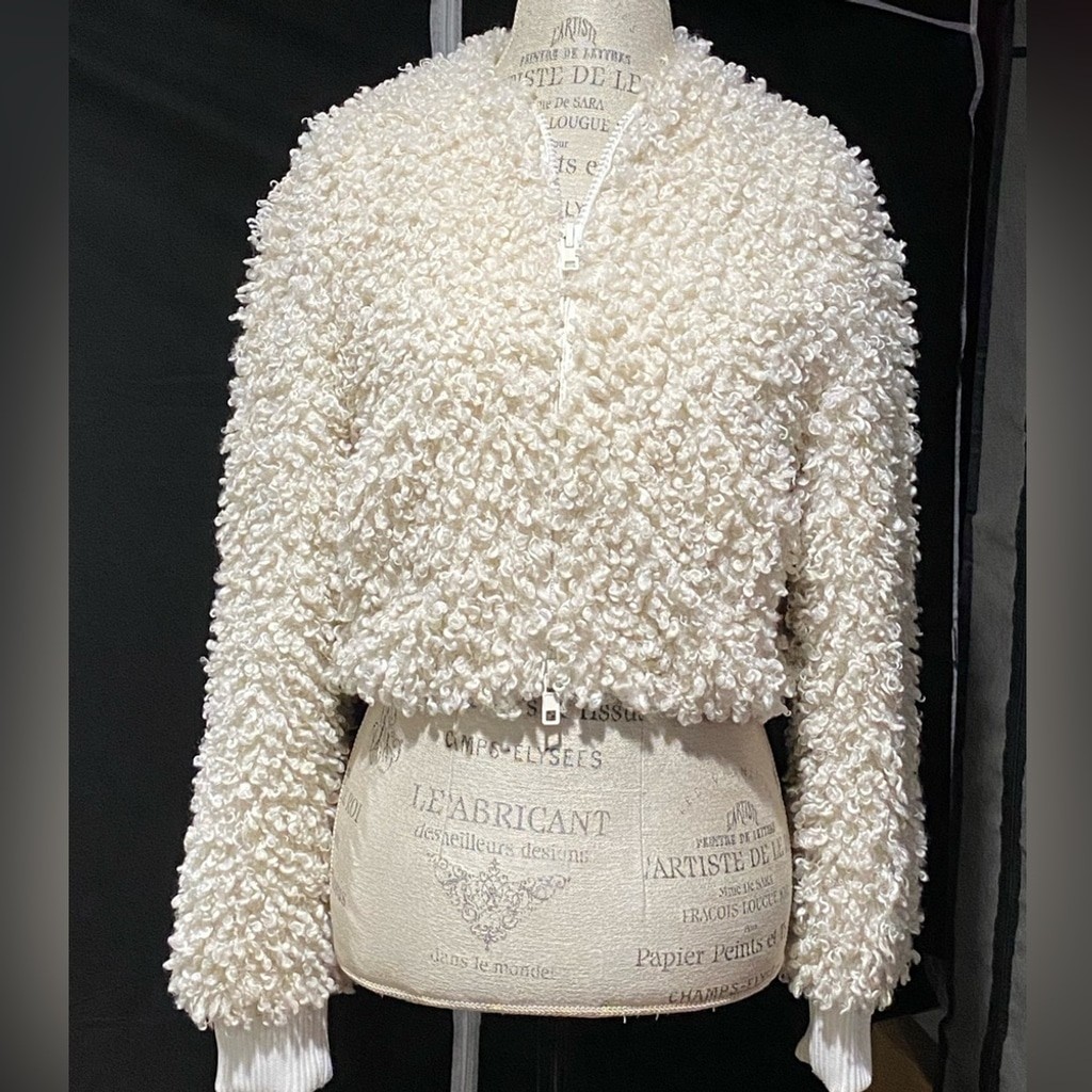 Tibi Cream Faux Fur Jacket Tibi Cream Faux Fur Jacket