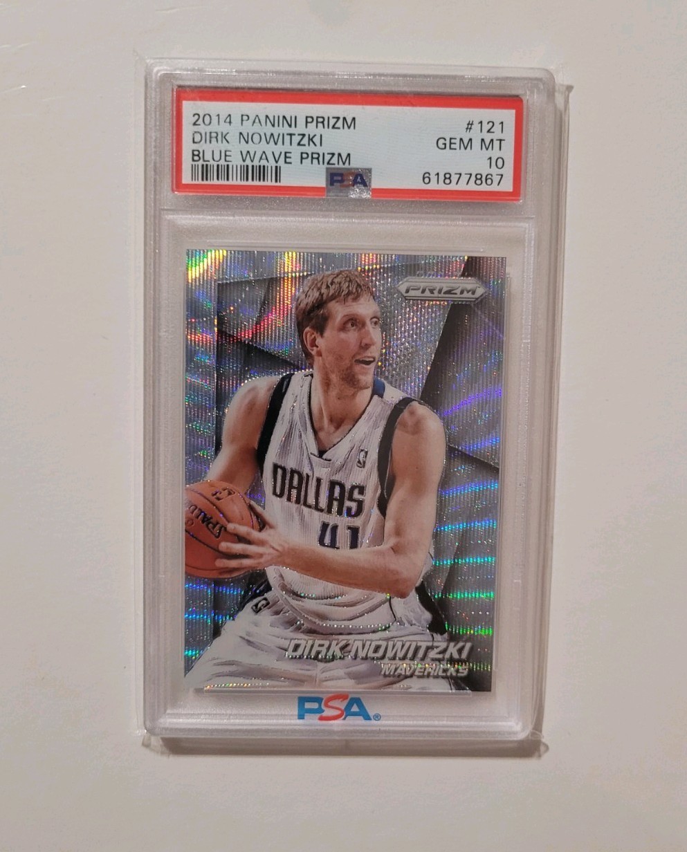 2014-15 Panini Prizm Dirk Nowitzki Blue Wave Prizm PSA 10 Gem Mavericks 🔥🔥