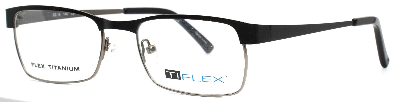 TIFLEX 1606 001 Black Mens Rectangle Full Rim Eyeglasses 52-19-140 B:32