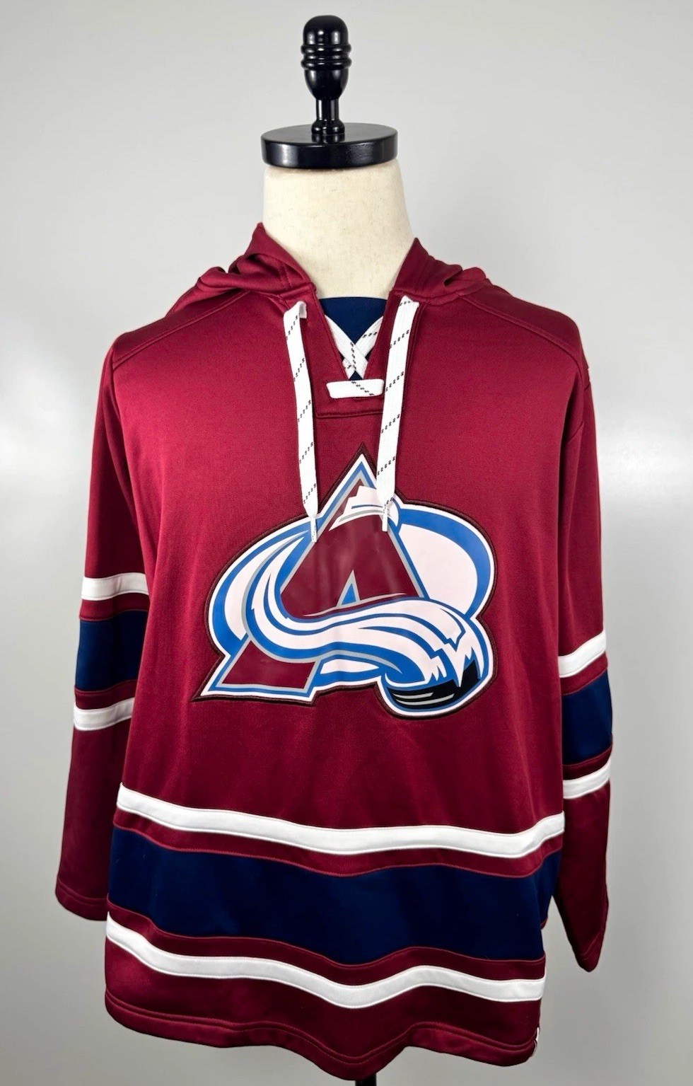 Fanatics Colorado Avalanche NHL Burgundy/Blue/White Lace-Up Hoodie Men\'s L/G