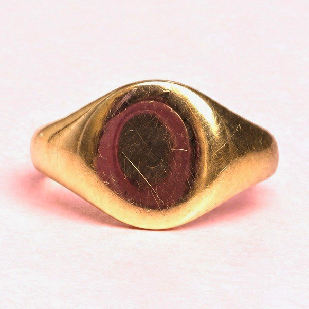 Vintage 1944 Birmingham 9ct Gold Plain Signet Ring | Size M 1/2 US 6 1/4