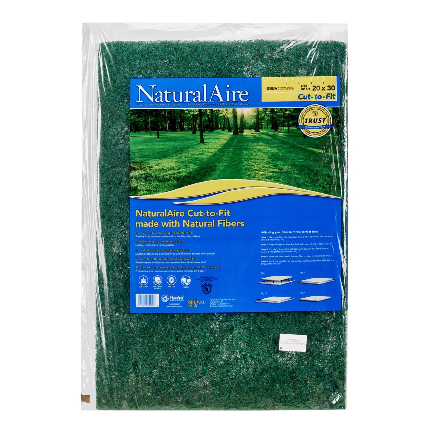NaturalAire 20 in. W X 30 in. H X 1 in. Natural Fiber 1 MERV Air Filter 6 pk