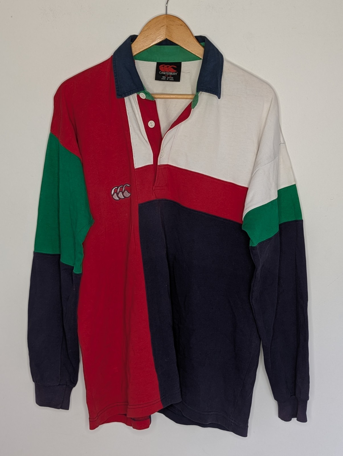 Vintage Canterbury CCC Rugby Long Sleeve Polo Shirt Fremantle AFL Style Colours 