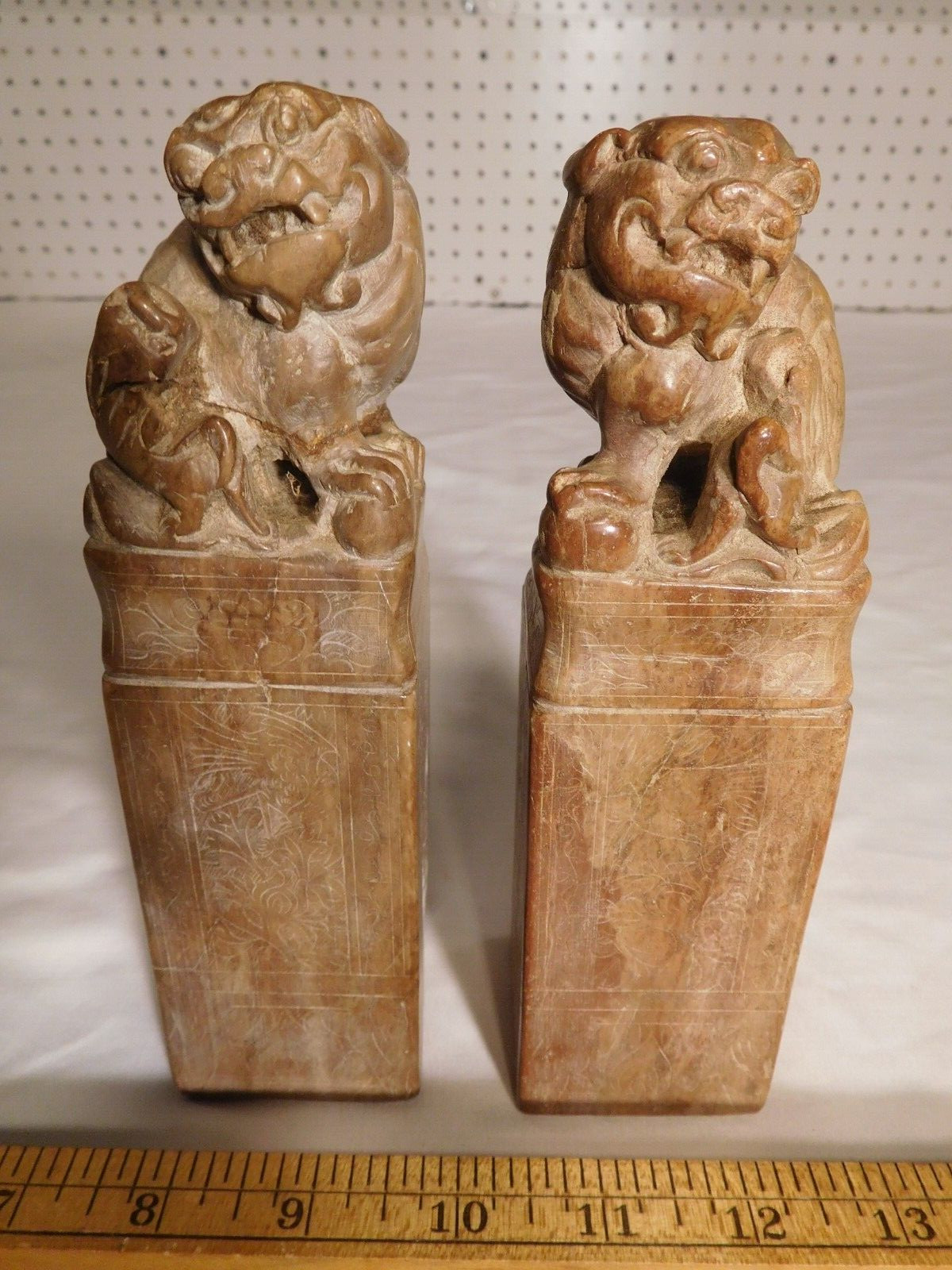 Incredible Pair of LARGE Marble Foo Dog Chinese Seals / Stamps Incredible Pair of LARGE Marble Foo Dog Chinese Seals / Stamps