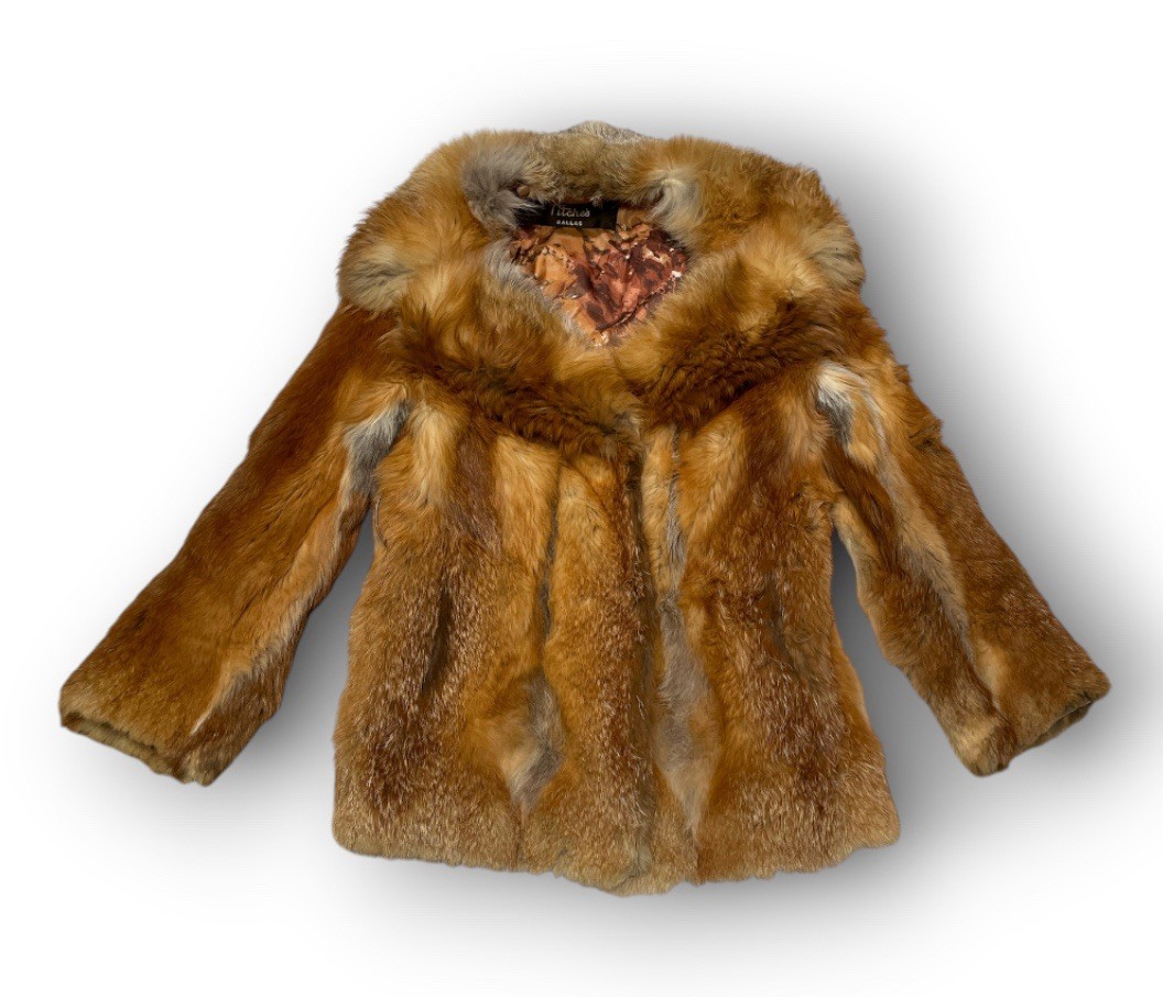 Vintage 60s 70s Red Fox Fur Coat Jacket Titches Dallas Womens S M Pit 18 L 27