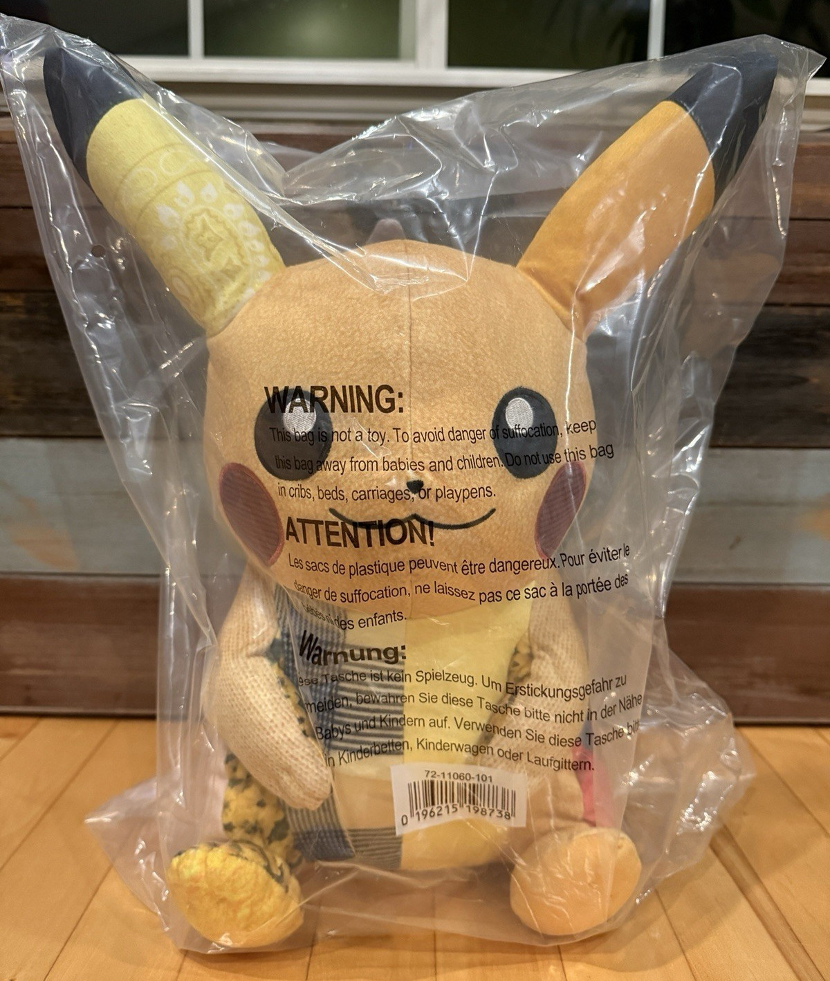 NWT Pokemon Center x Sean Wotherspoon Exclusive Patchwork Pikachu Plush Figure