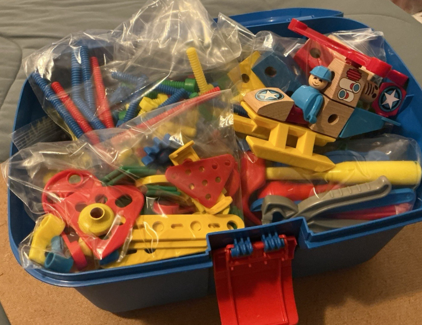 Vintage BRIO Helicopter 34512 & Massive 8 lb. Bulk Lot Building pieces in Case Vintage BRIO Helicopter 34512 & Massive 8 lb. Bulk Lot Building pieces in Case