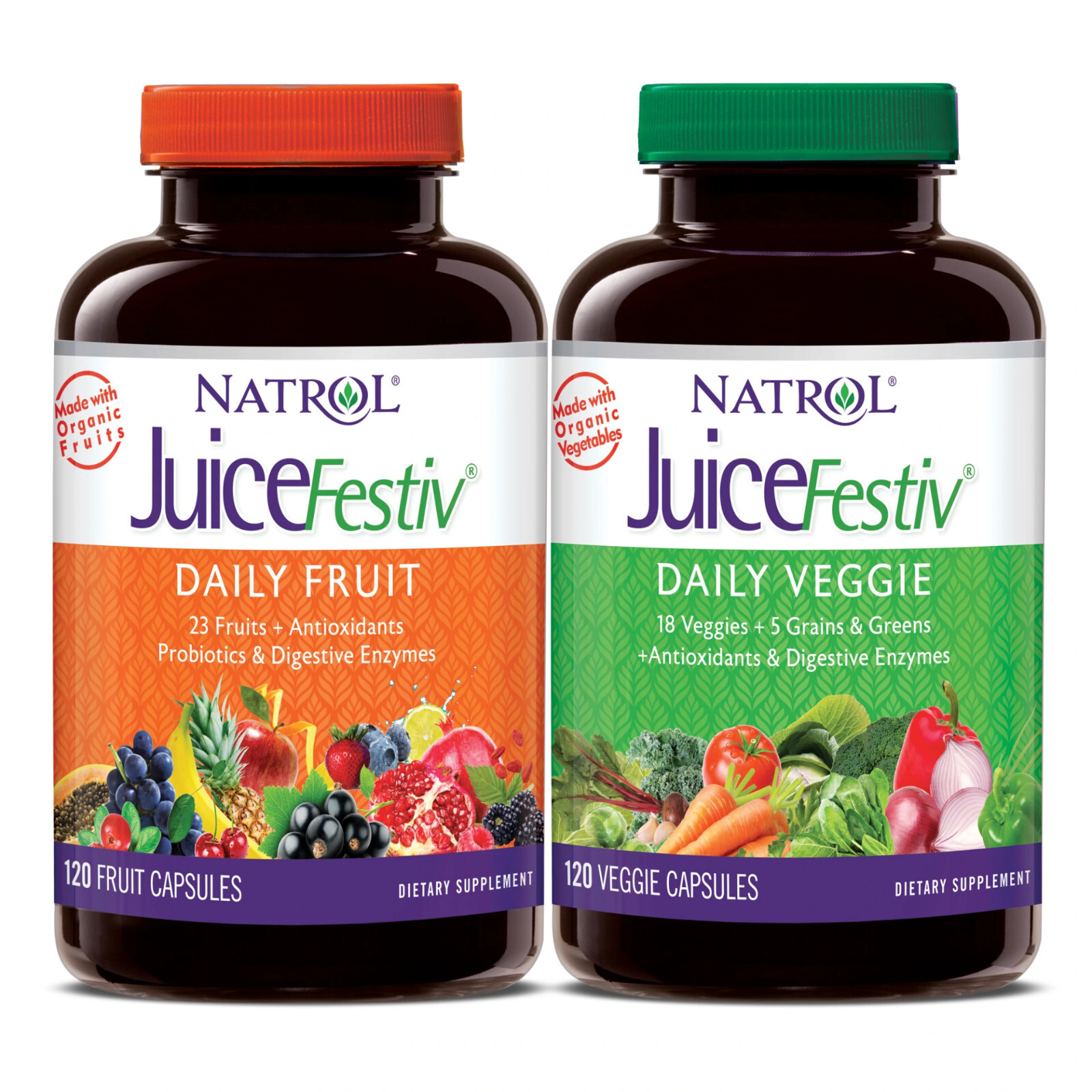 Natrol JuiceFestiv Daily Fruit & Veggie Capsules 240 Ct  exp 10/27