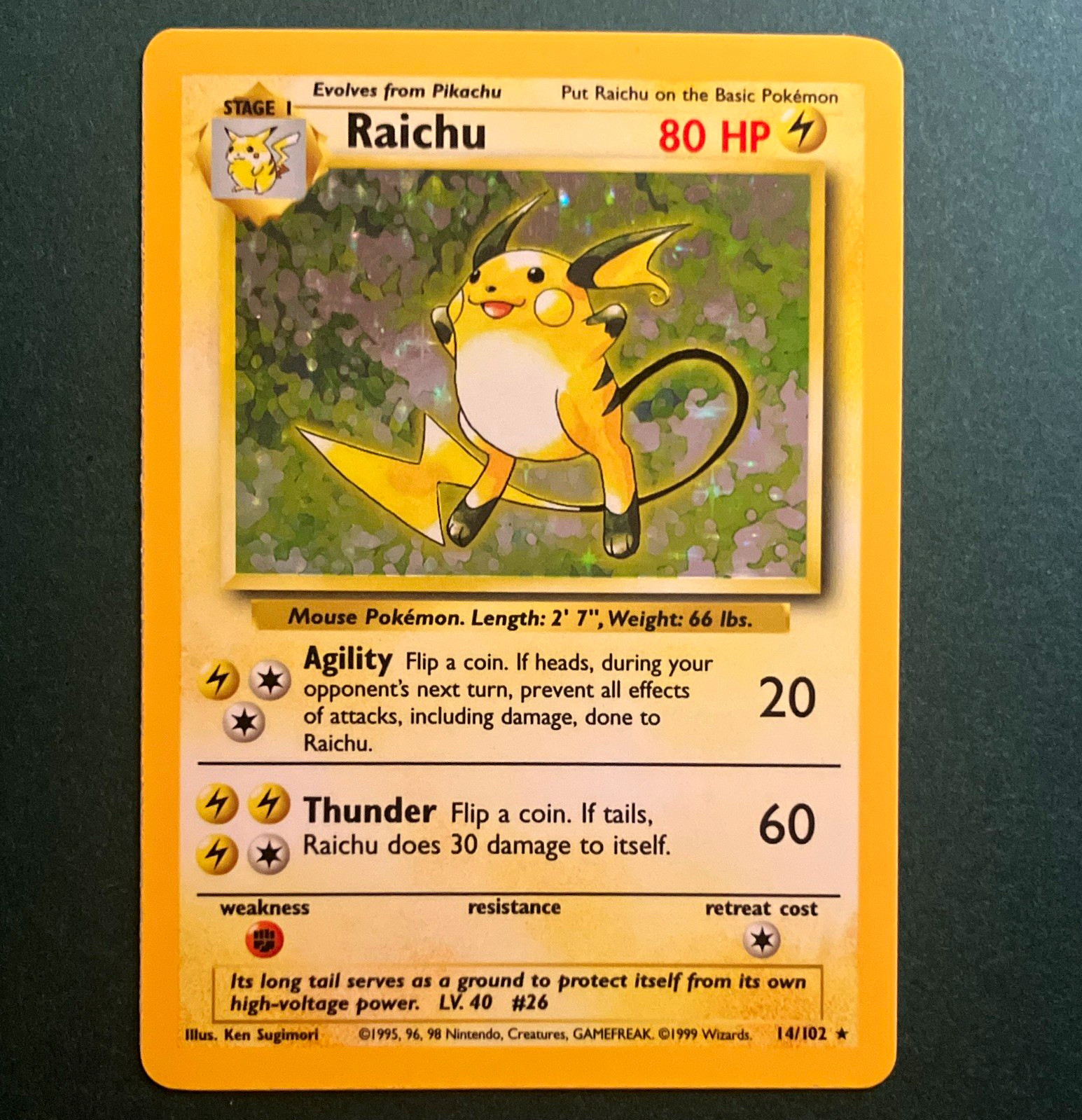 1999 Wizards Pokémon Base Set Raichu #14 Holo Rare (NM) 1999 Wizards Pokémon Base Set Raichu #14 Holo Rare (NM)