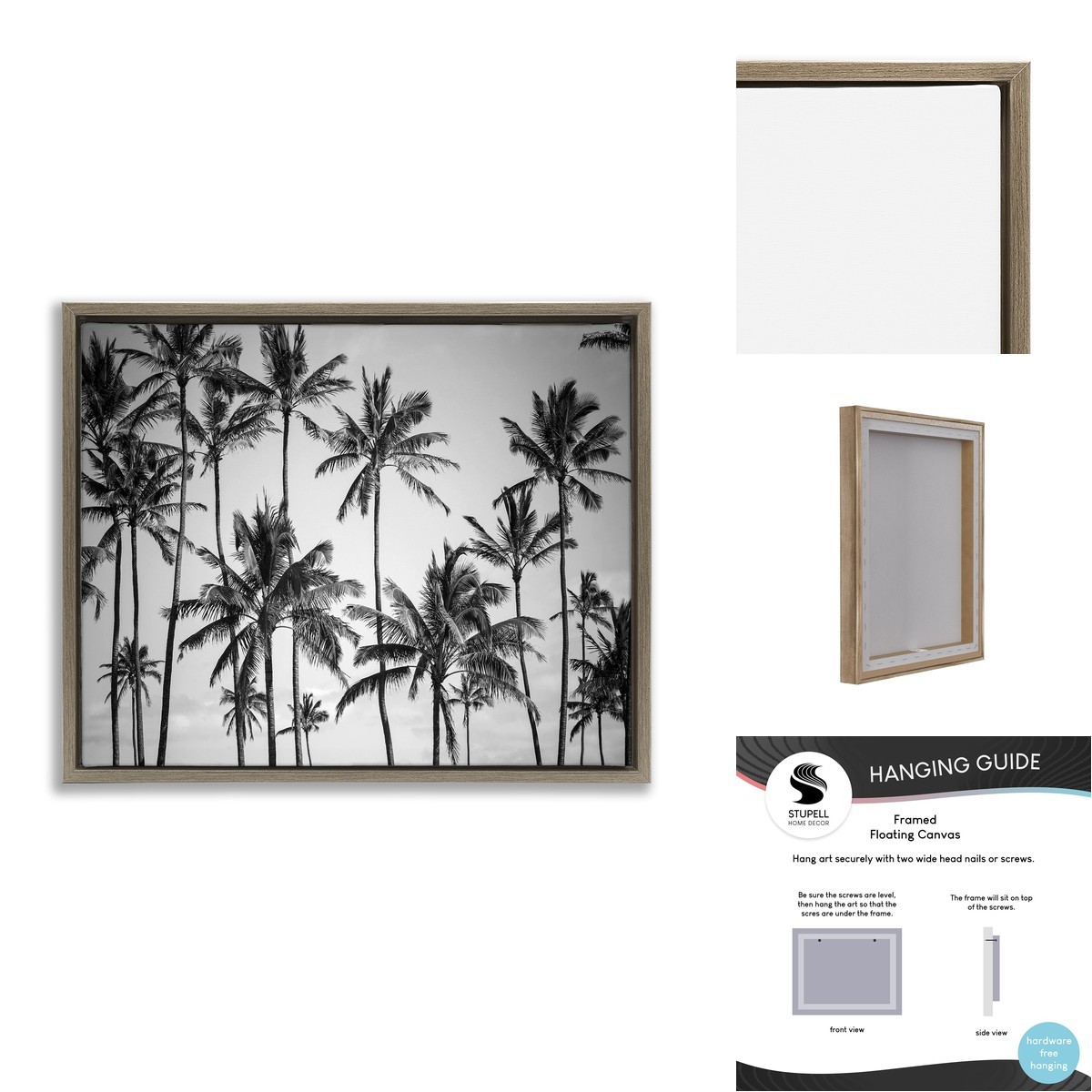 Stupell Industries \'black & White Palm Trees Skyline\' Floating Frame Canvas Art Stupell Industries \'black & White Palm Trees Skyline\' Floating Frame Canvas Art