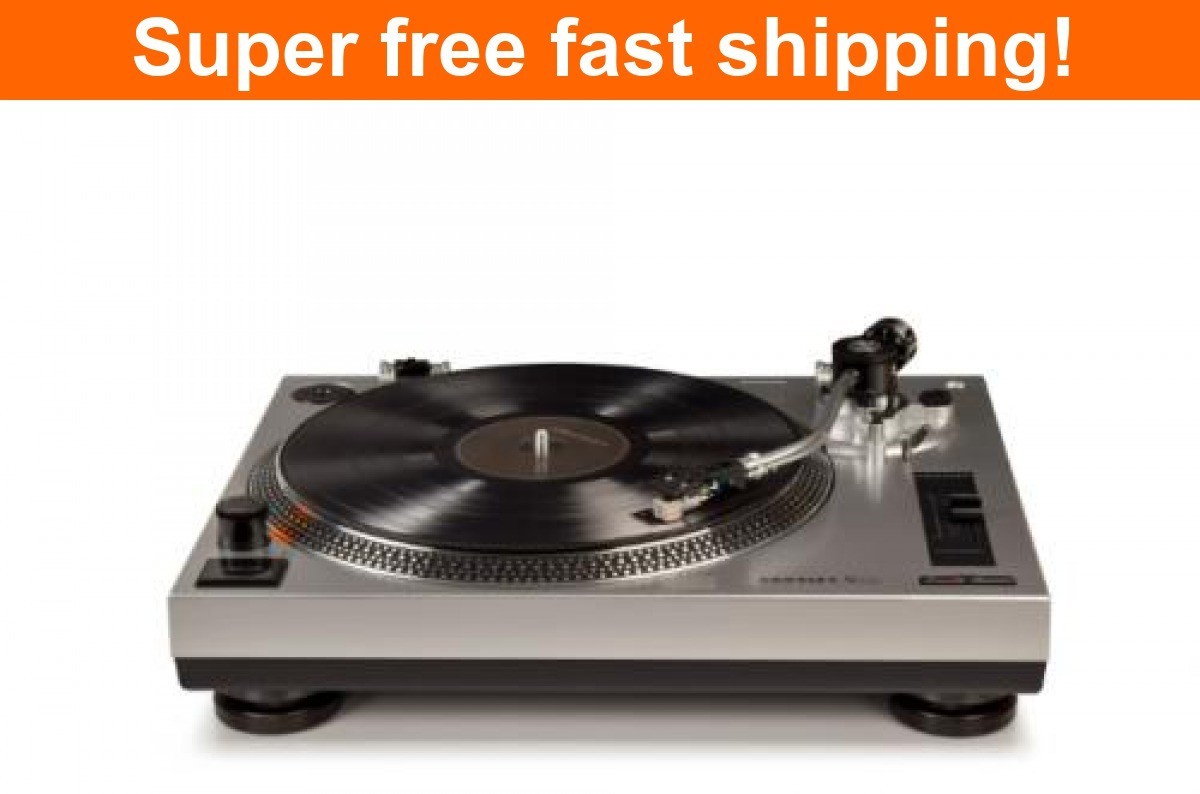 Crosley C100 2-Speed Pro Series Turntable Record Player - Silver-NEW