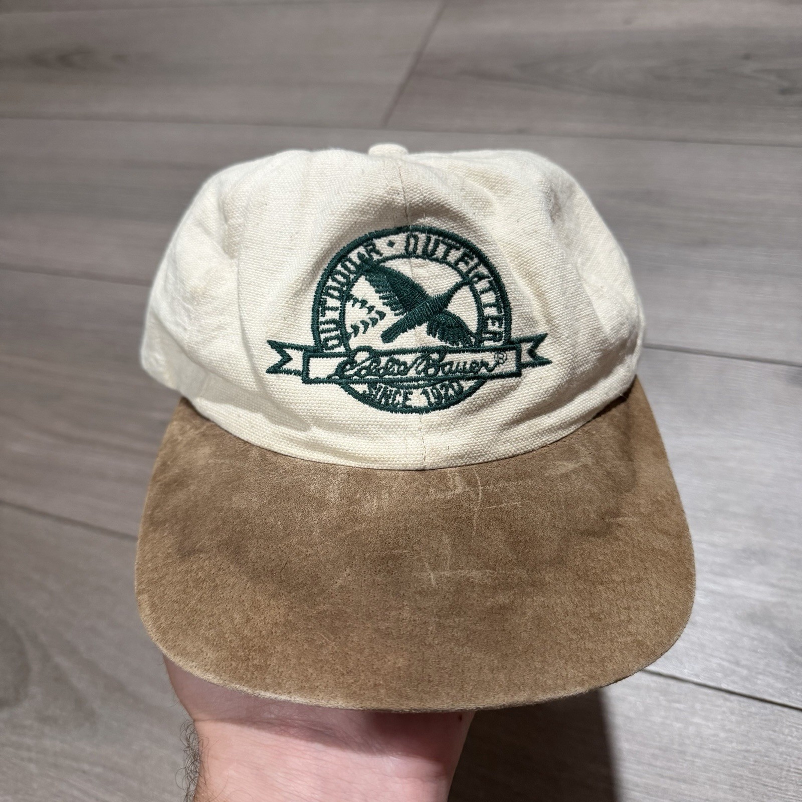 Vtg Eddie Bauer Fitted Baseball Hat Cap Sz Small Embroidered USA Made Prep Ivy
