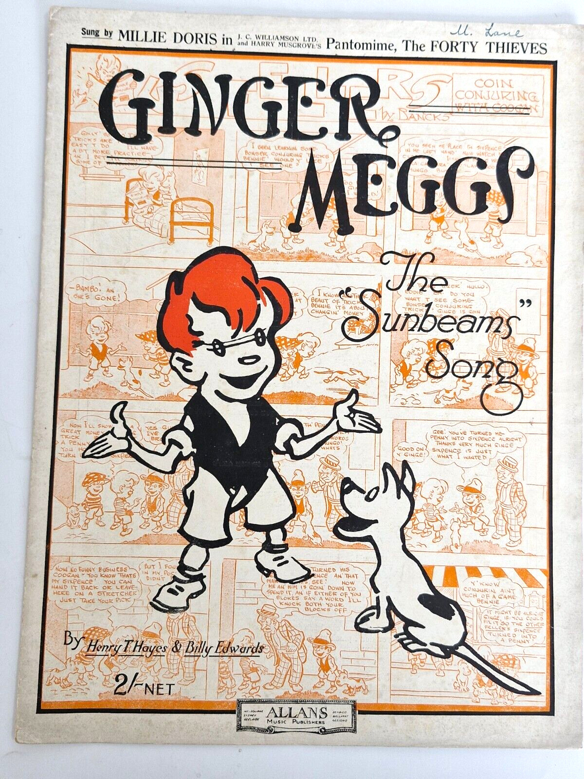 Ginger Meggs The Sunbeams Song Sheet Music 1923 by Henry T Hayes & Billy Edwards