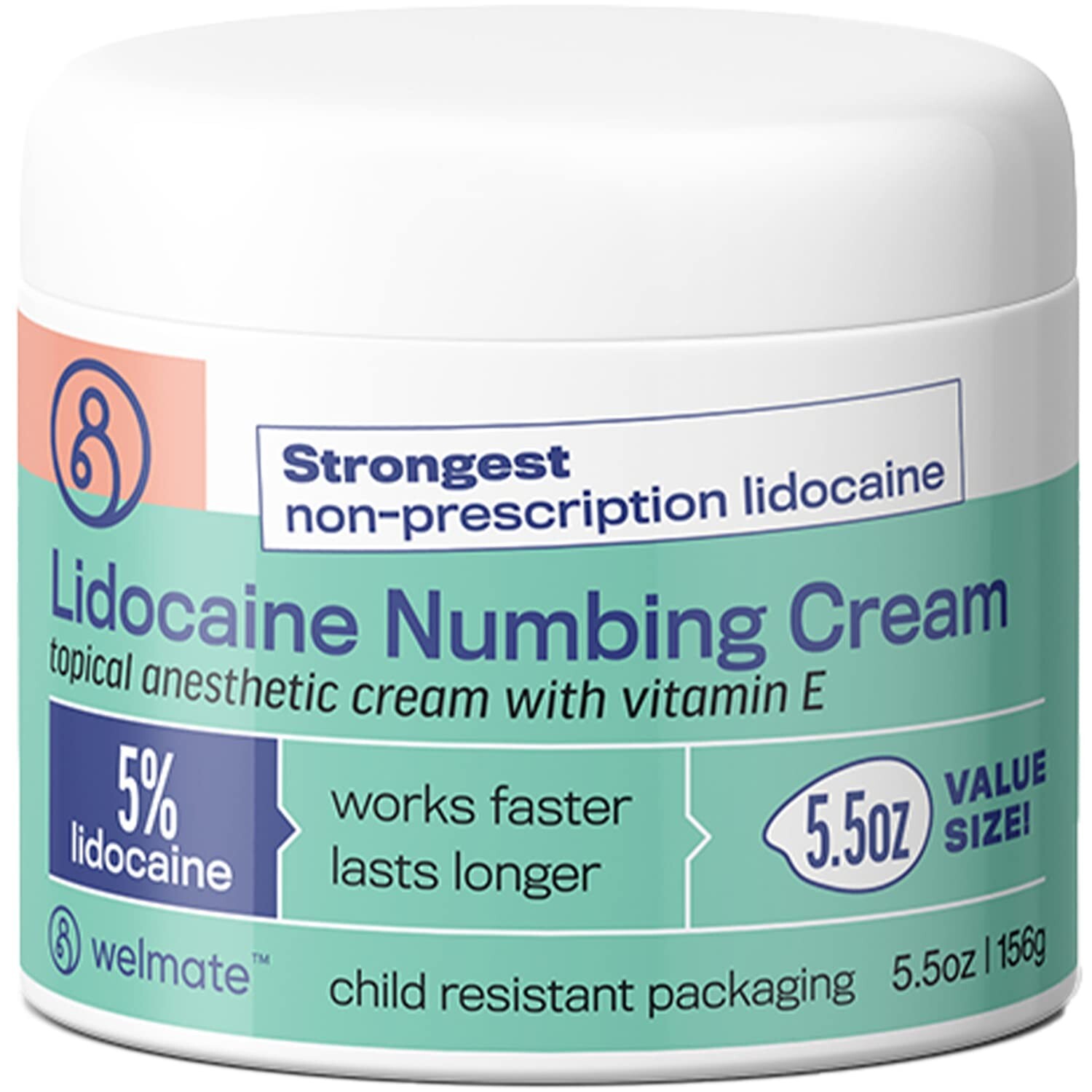 WELMATE Pain Relief, 5% Lidocaine Numbing Cream, 5.5oz WELMATE Pain Relief, 5% Lidocaine Numbing Cream, 5.5oz