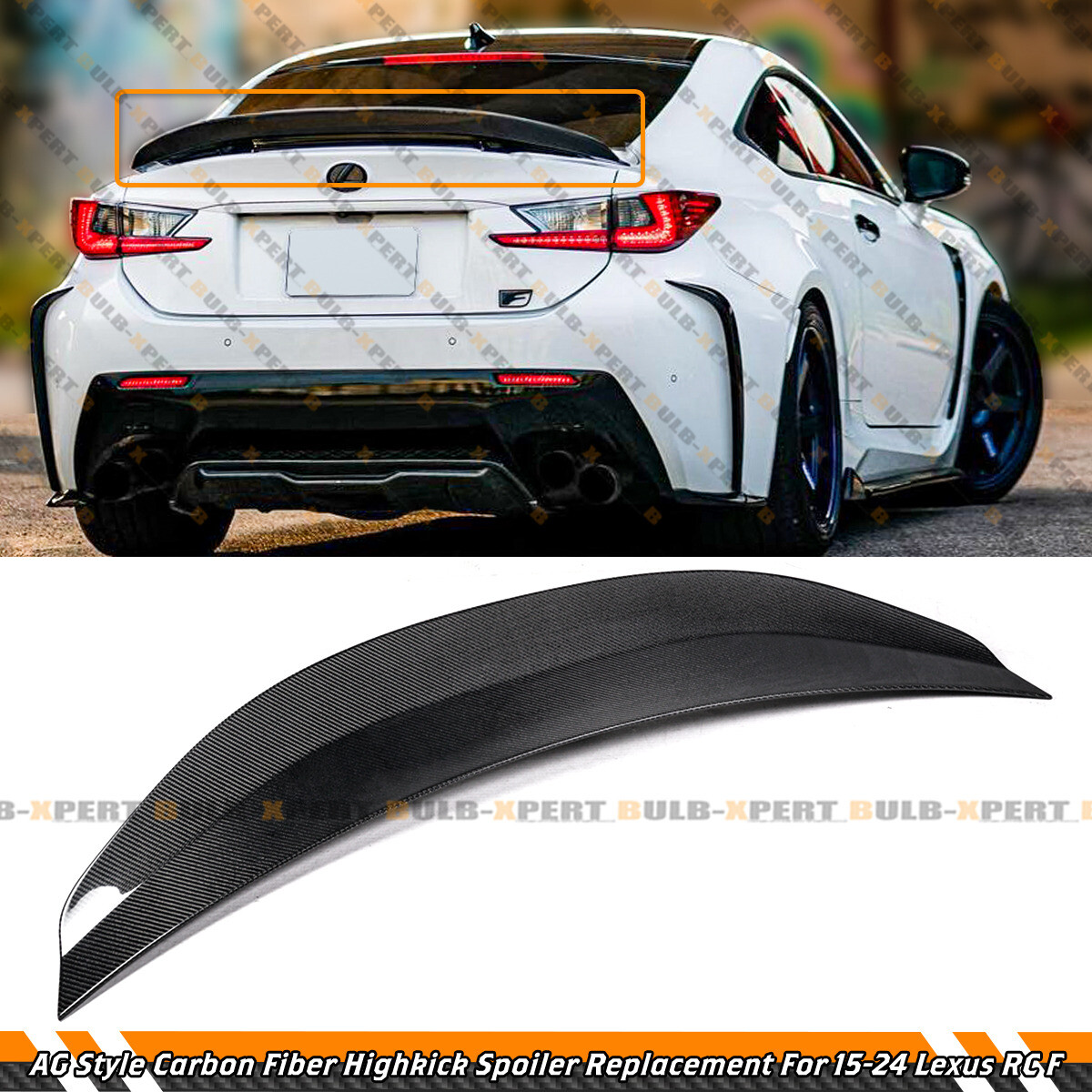 FOR 2015-25 LEXUS RC F RCF AG STYLE CARBON FIBER HIGHKICK TRUNK DECK LID SPOILER
