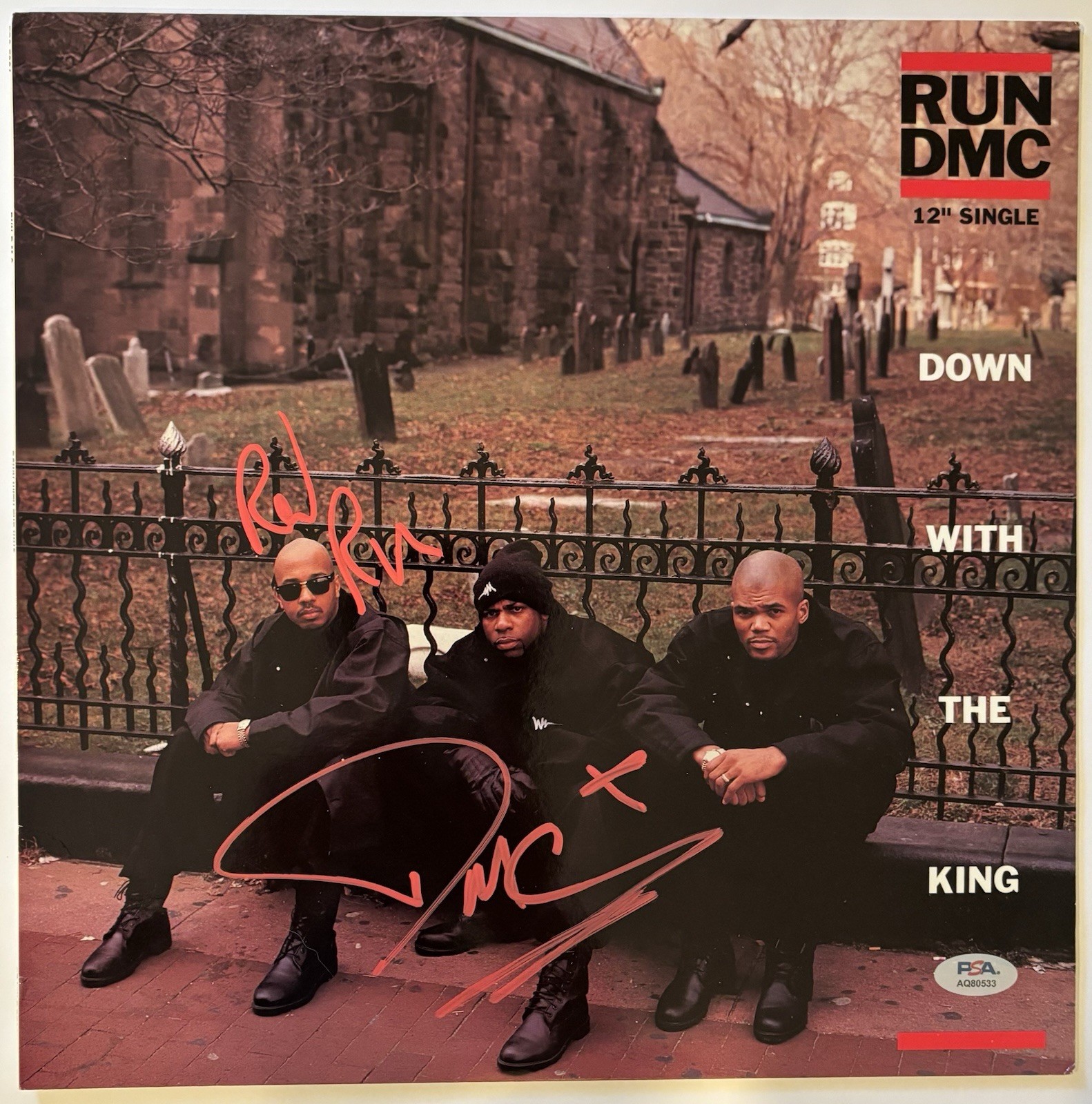 Rev Run & DMC Dual Autographed/Signed Vinyl LP Down With The King Run-DMC PSA