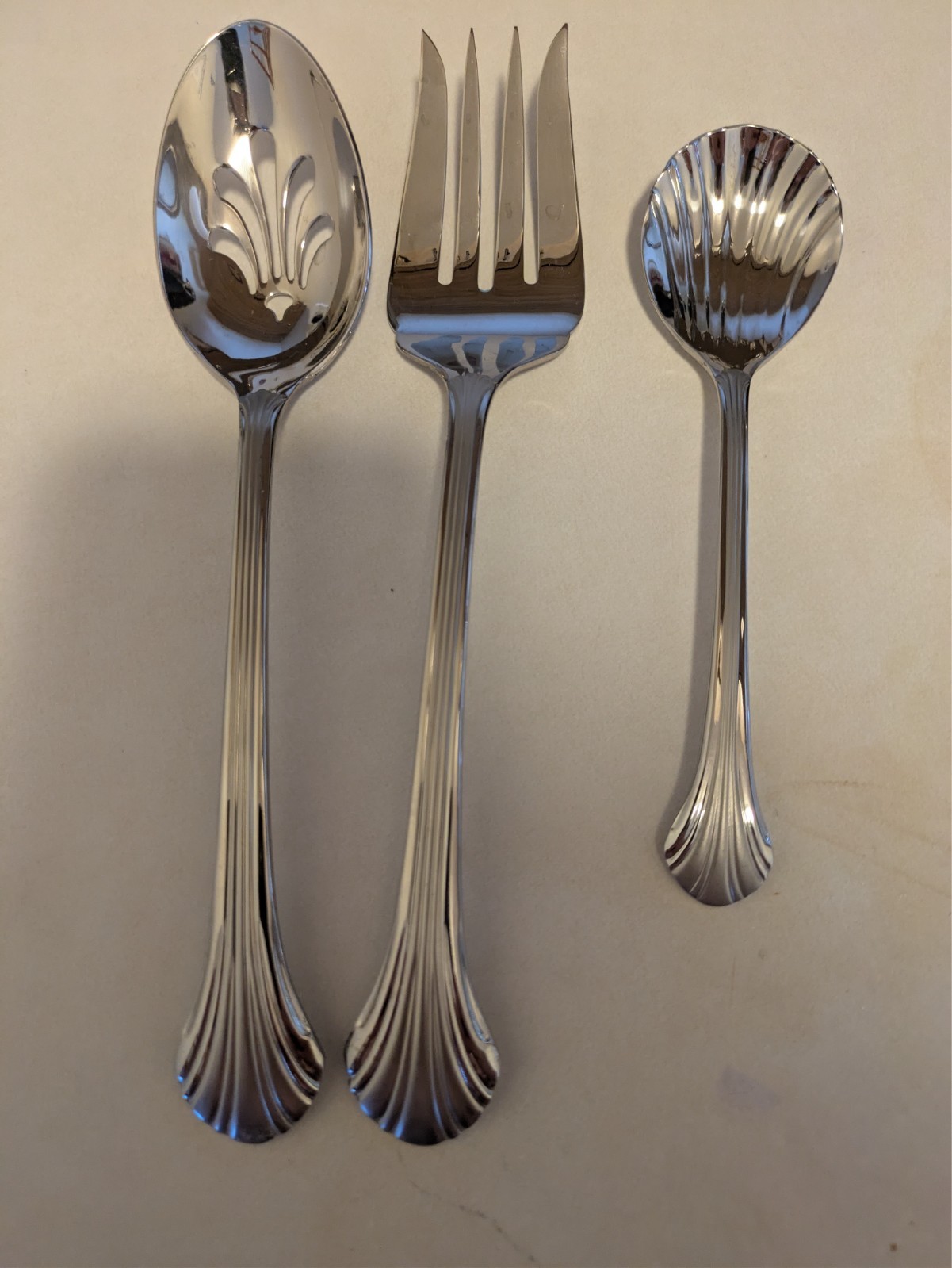Set 3 Gorham GRANDE QUINTETTE FROSTED Serving Pieces Stainless Flatware Set 3 Gorham GRANDE QUINTETTE FROSTED Serving Pieces Stainless Flatware