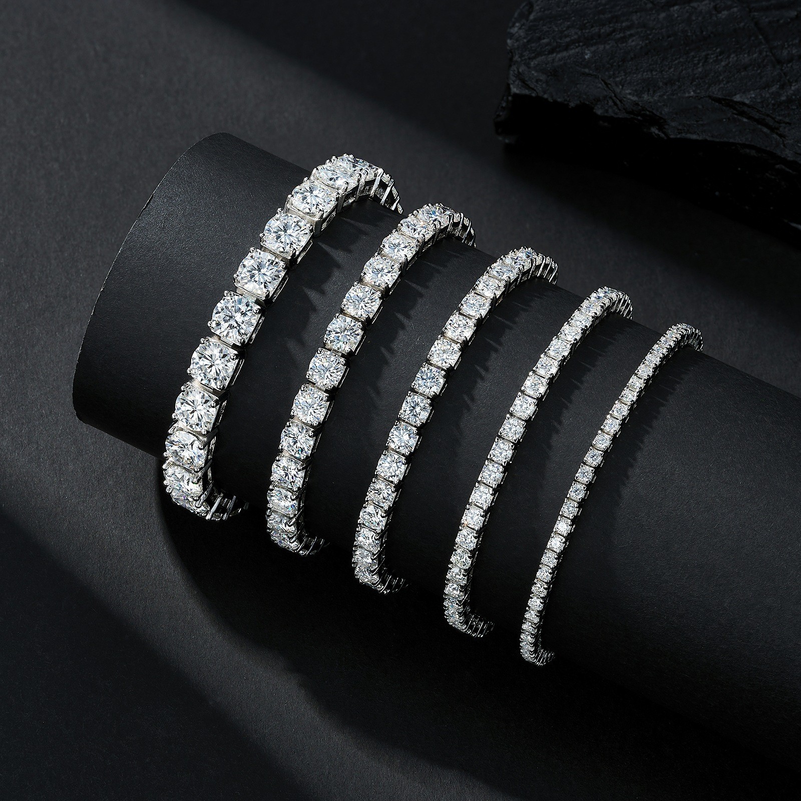 2-6.5mm D/VVS1 Moissanite Tennis Chain Bracelet 925 Sterling Silver Pass Tester