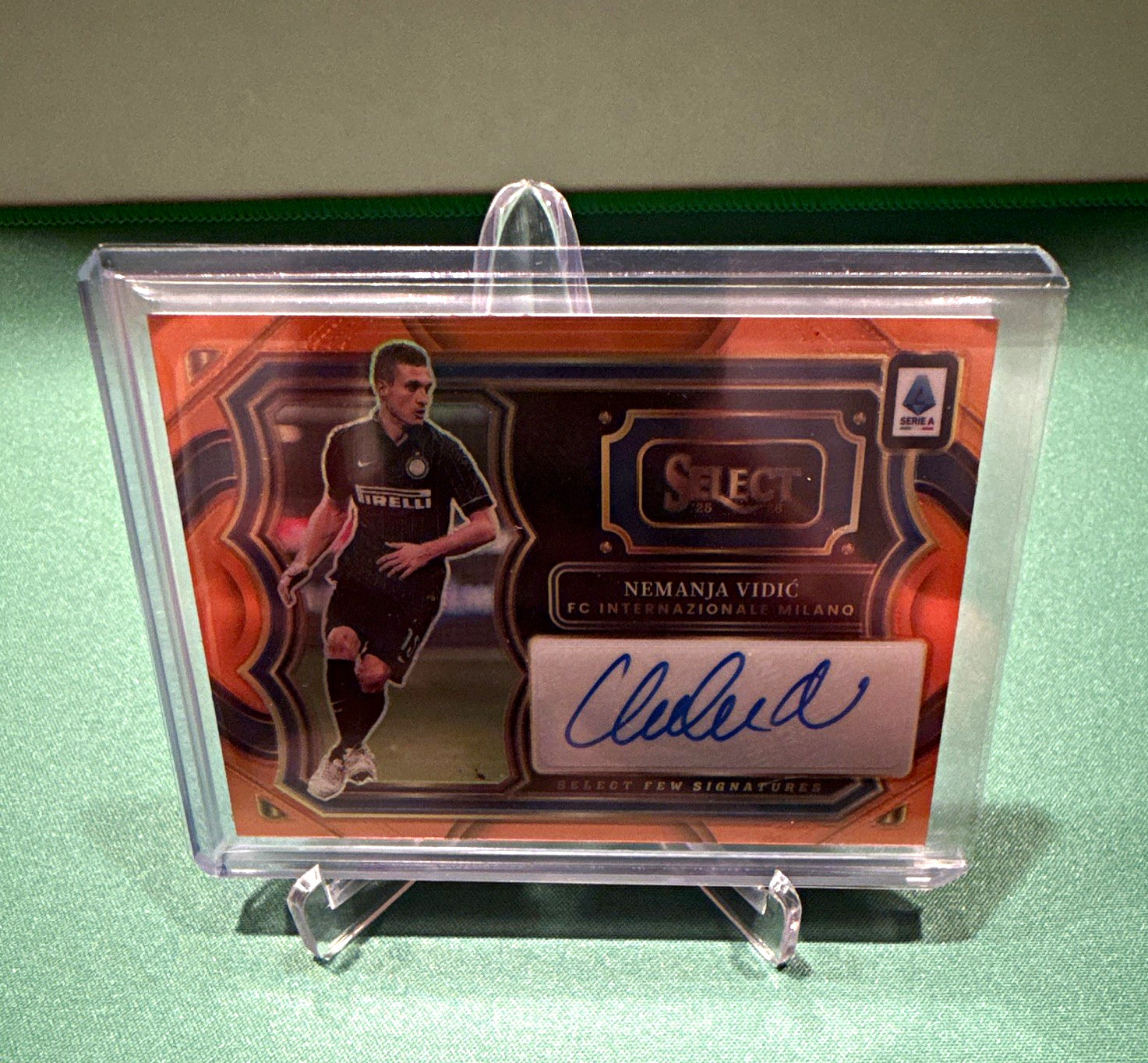 Panini 2025-26 Select Serie A Nemanja Vidic Orange Prizm Auto /49 SF-NV