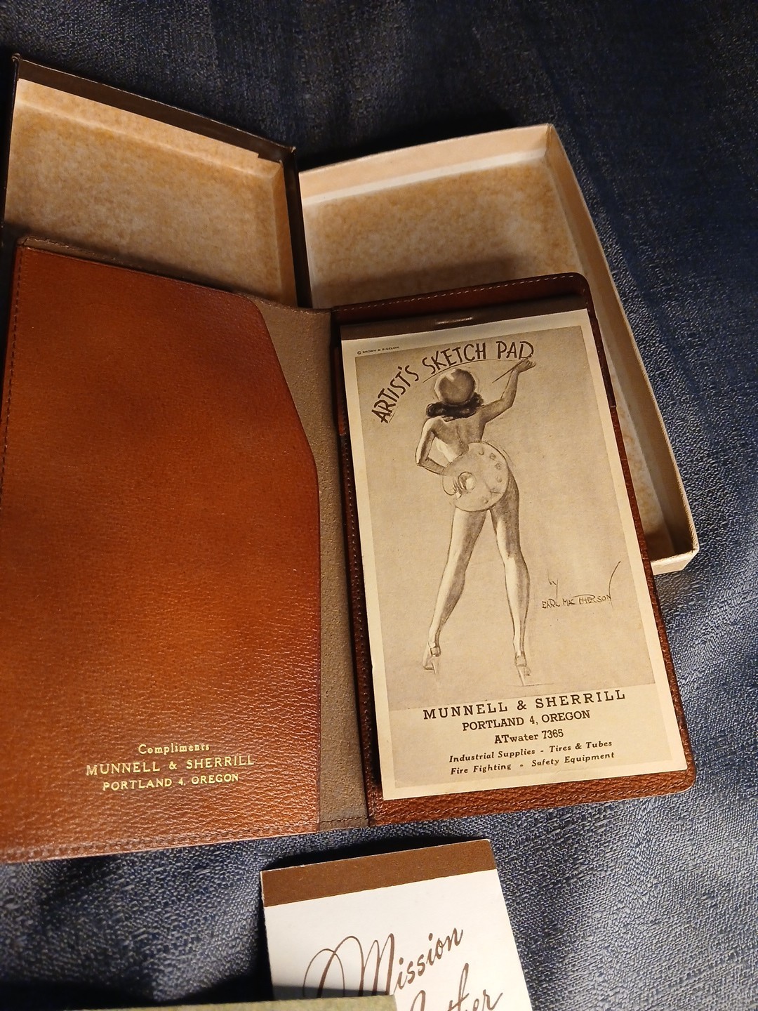 1944 Pinup ARTIST'S SKETCH PAD Calendar Notepad~Earl Macpherson W/ Leather Cover