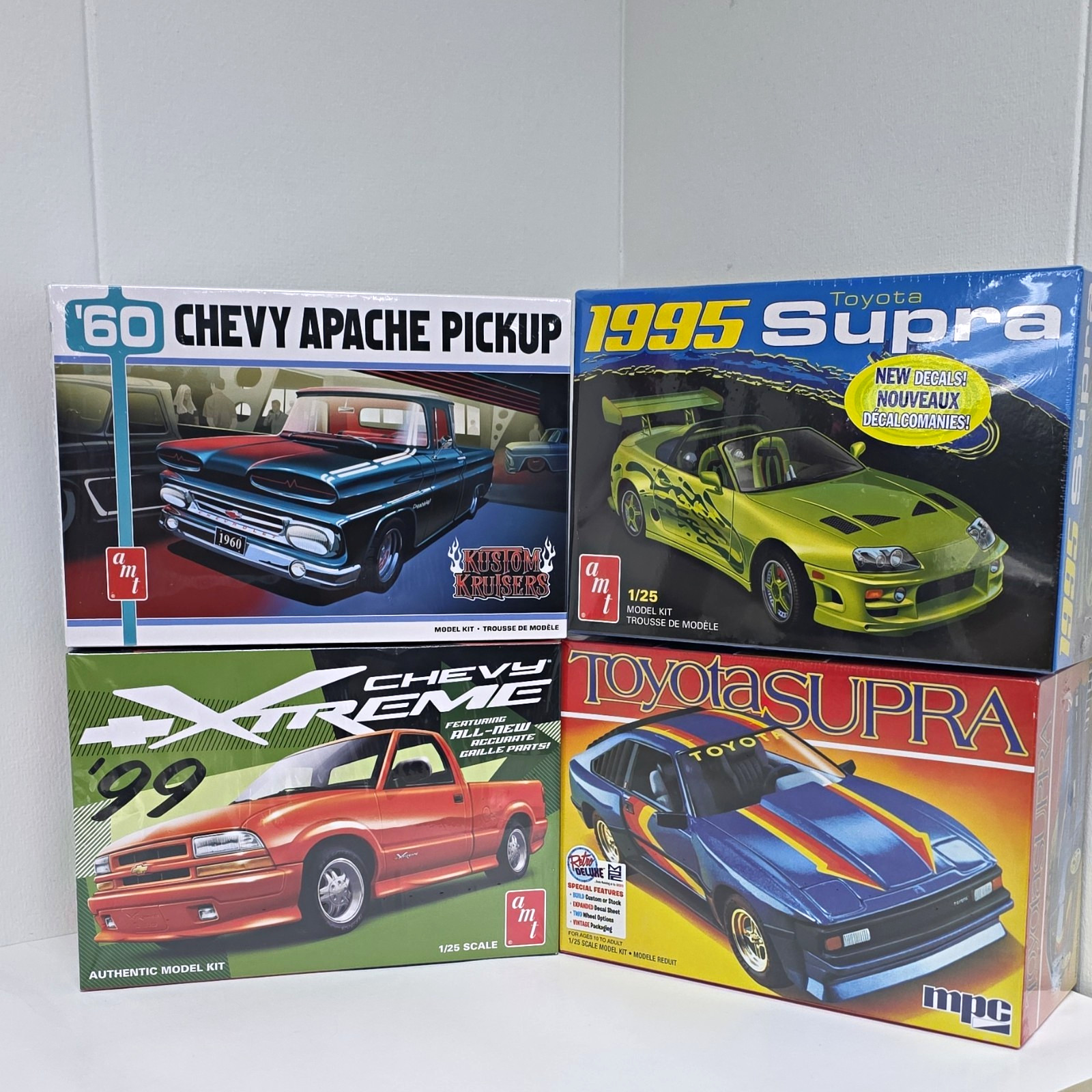 AMT 1:25 Unassembled Model Kit Chevy Apache Pickup, Toyota Supra or Chevy S10