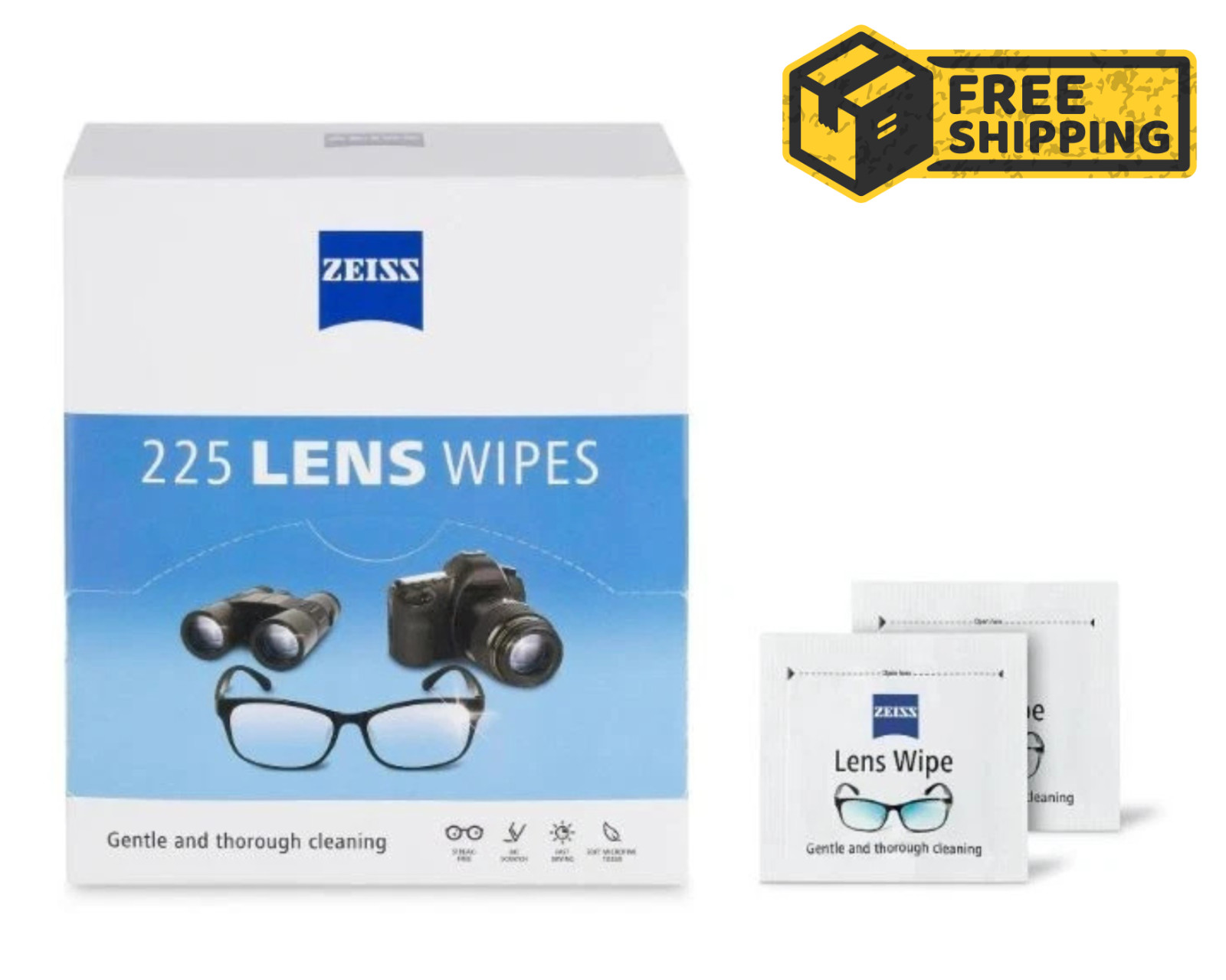 ZEISS Lens Wipes, Pre-Moistened Eye Glass Cleaner Wipes, 225 Count ZEISS Lens Wipes, Pre-Moistened Eye Glass Cleaner Wipes, 225 Count