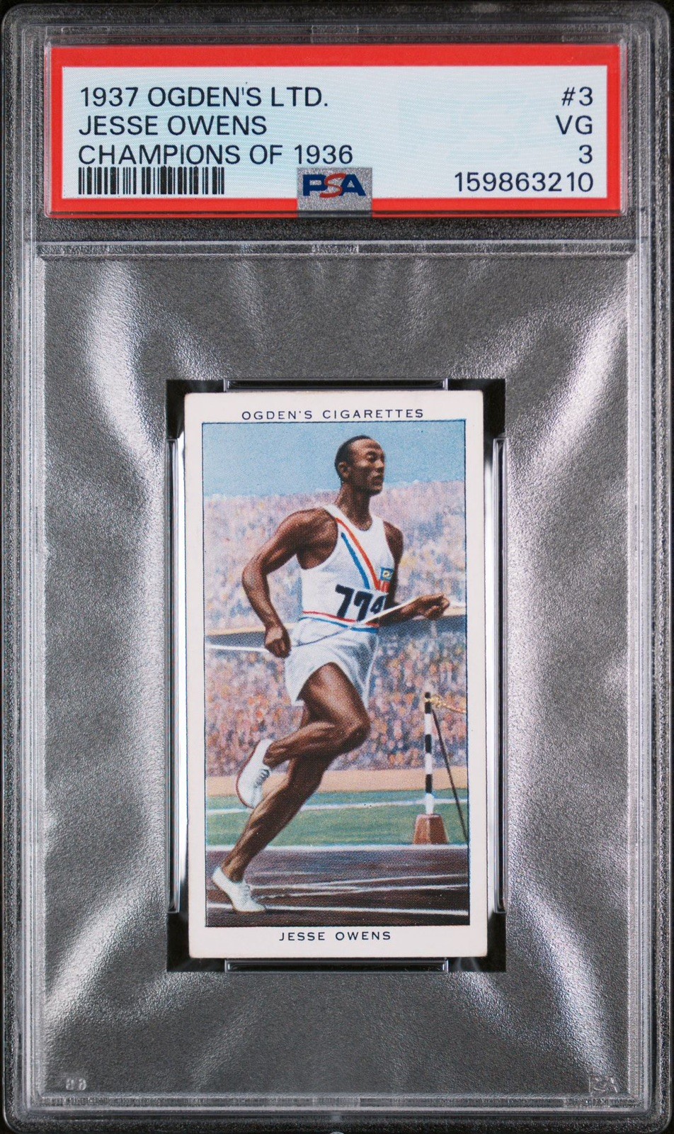 Jesse Owens 1937 Ogden\'s LTD. Champions of 1936 #3 PSA 3 Jesse Owens 1937 Ogden\'s LTD. Champions of 1936 #3 PSA 3
